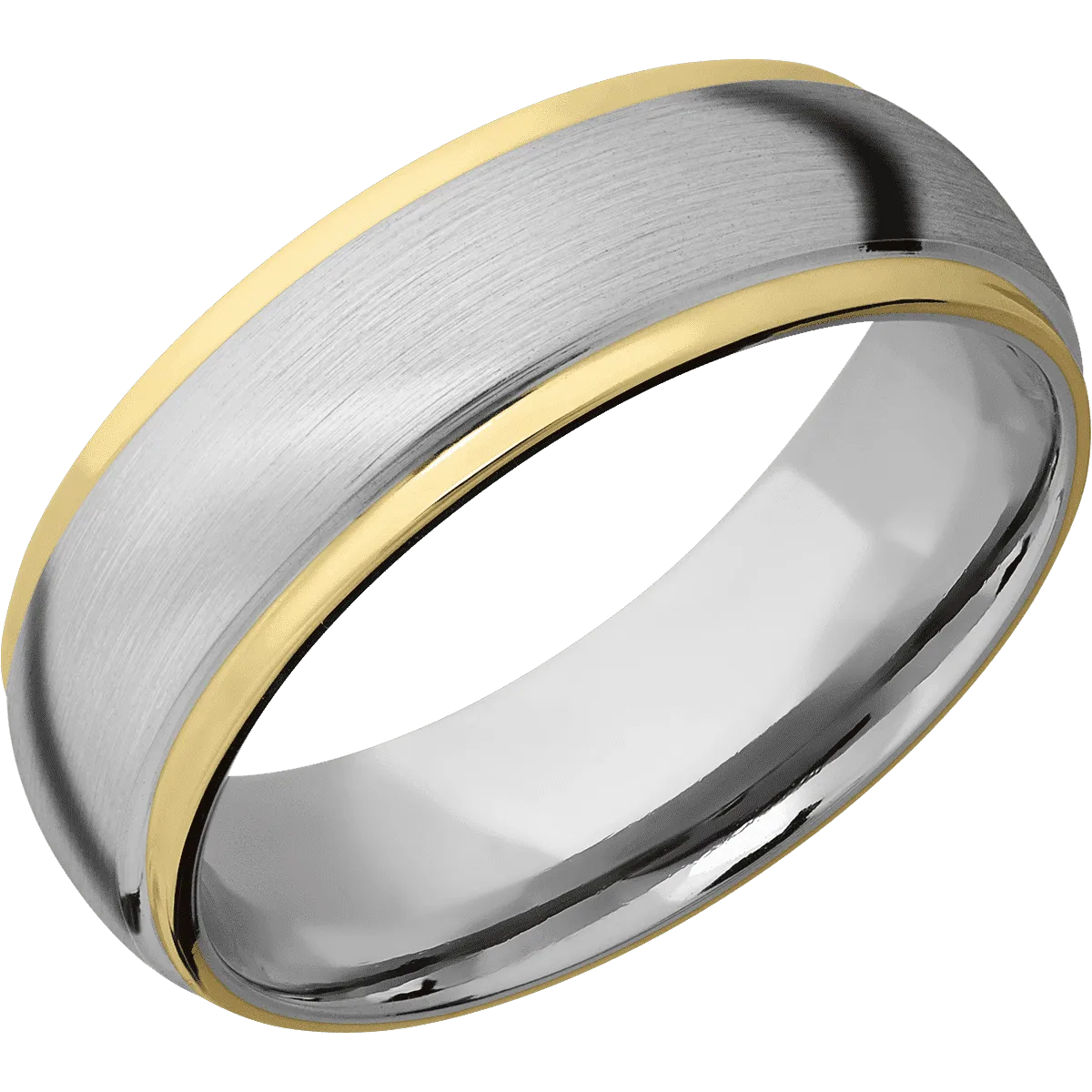 14K White Gold with Satin , Polish Finish and 14K Yellow Gold Inlay