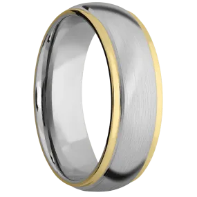 14K White Gold with Satin , Polish Finish and 14K Yellow Gold Inlay