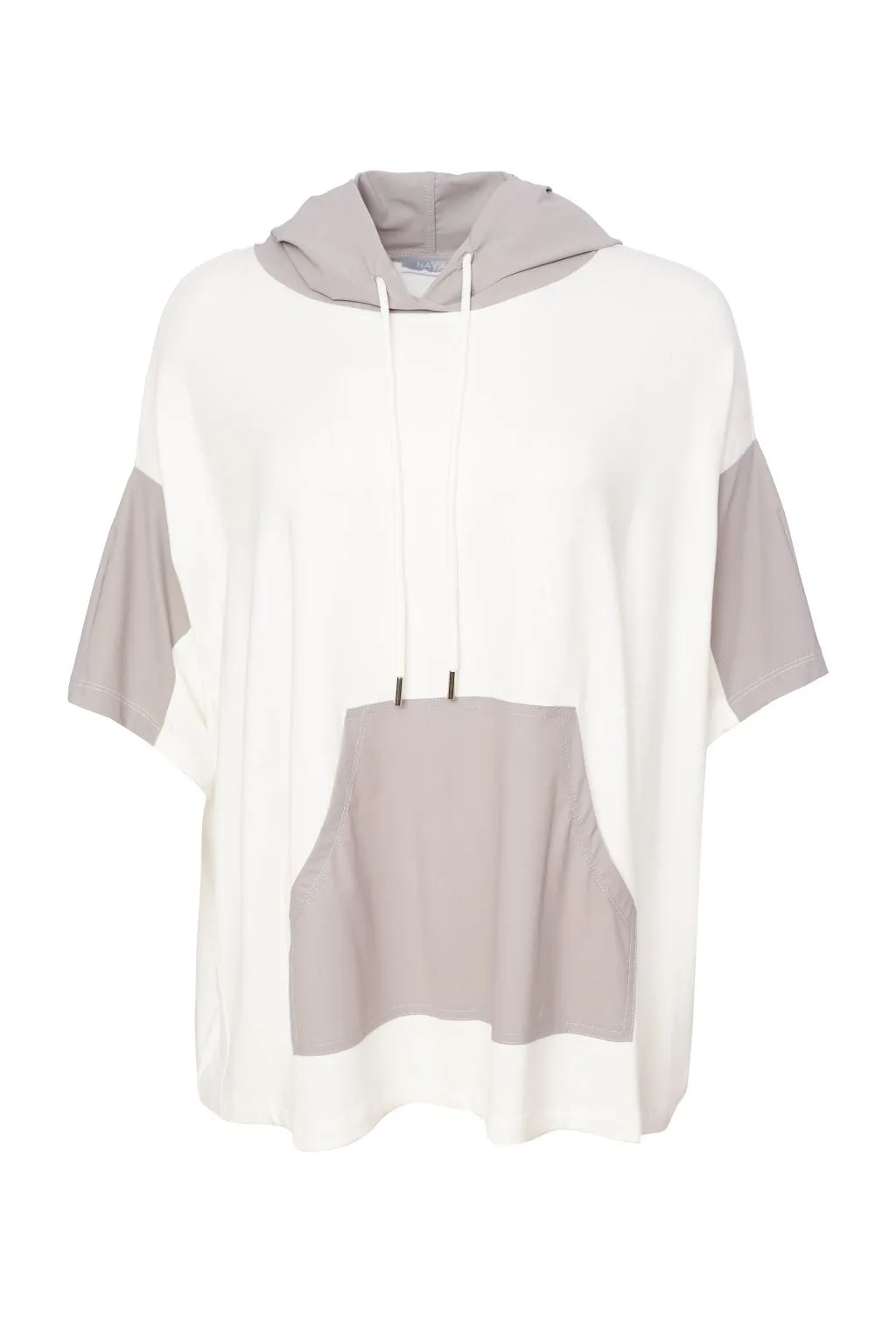 24162- Naya Hoody w/ contrast colour Panels- Cream & Mink