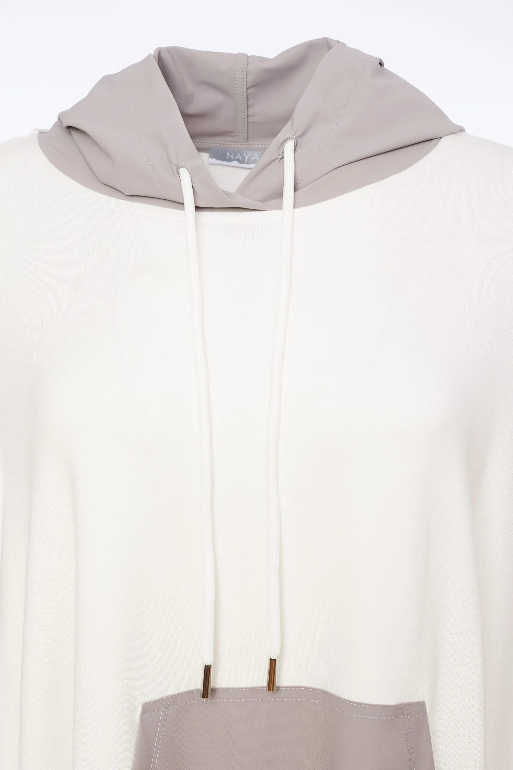 24162- Naya Hoody w/ contrast colour Panels- Cream & Mink