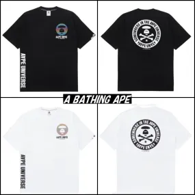 A BATHING APE  |Crew Neck Pullovers Cotton Short Sleeves Logo