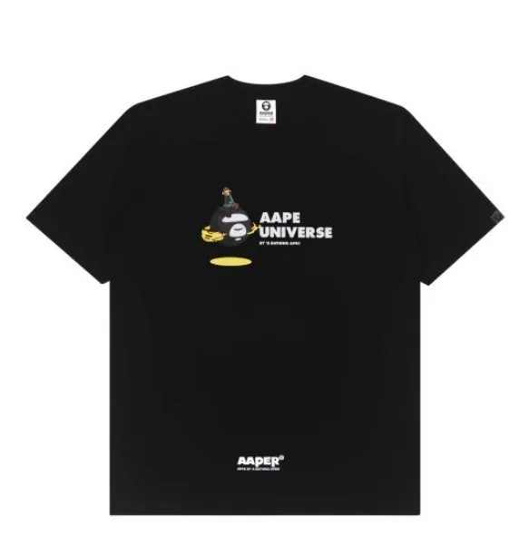 A BATHING APE  |Crew Neck Pullovers Plain Cotton Short Sleeves Logo