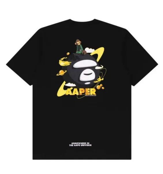 A BATHING APE  |Crew Neck Pullovers Plain Cotton Short Sleeves Logo