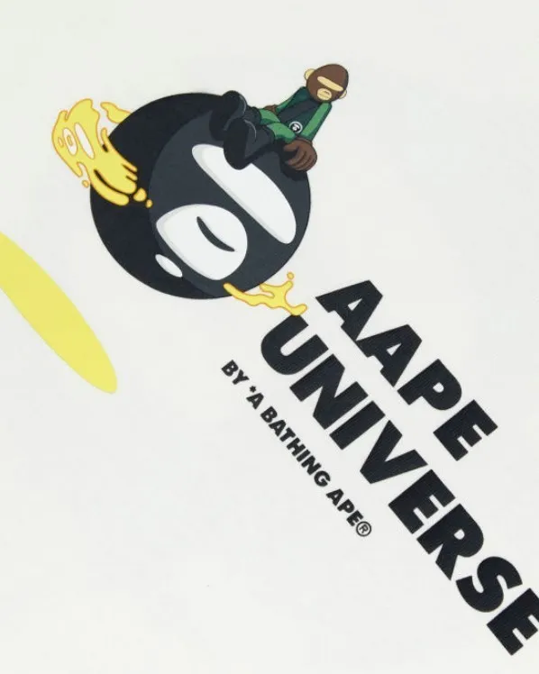 A BATHING APE  |Crew Neck Pullovers Plain Cotton Short Sleeves Logo