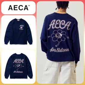 AECA WHITE  |Unisex U-Neck Long Sleeves Cotton Long Sleeve T-shirt Logo