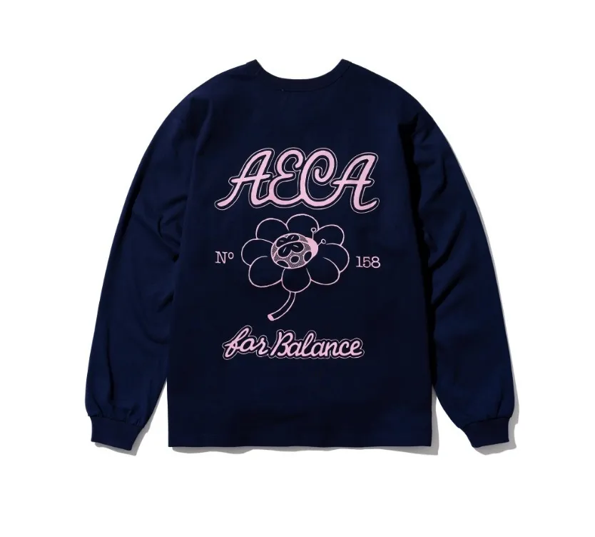 AECA WHITE  |Unisex U-Neck Long Sleeves Cotton Long Sleeve T-shirt Logo