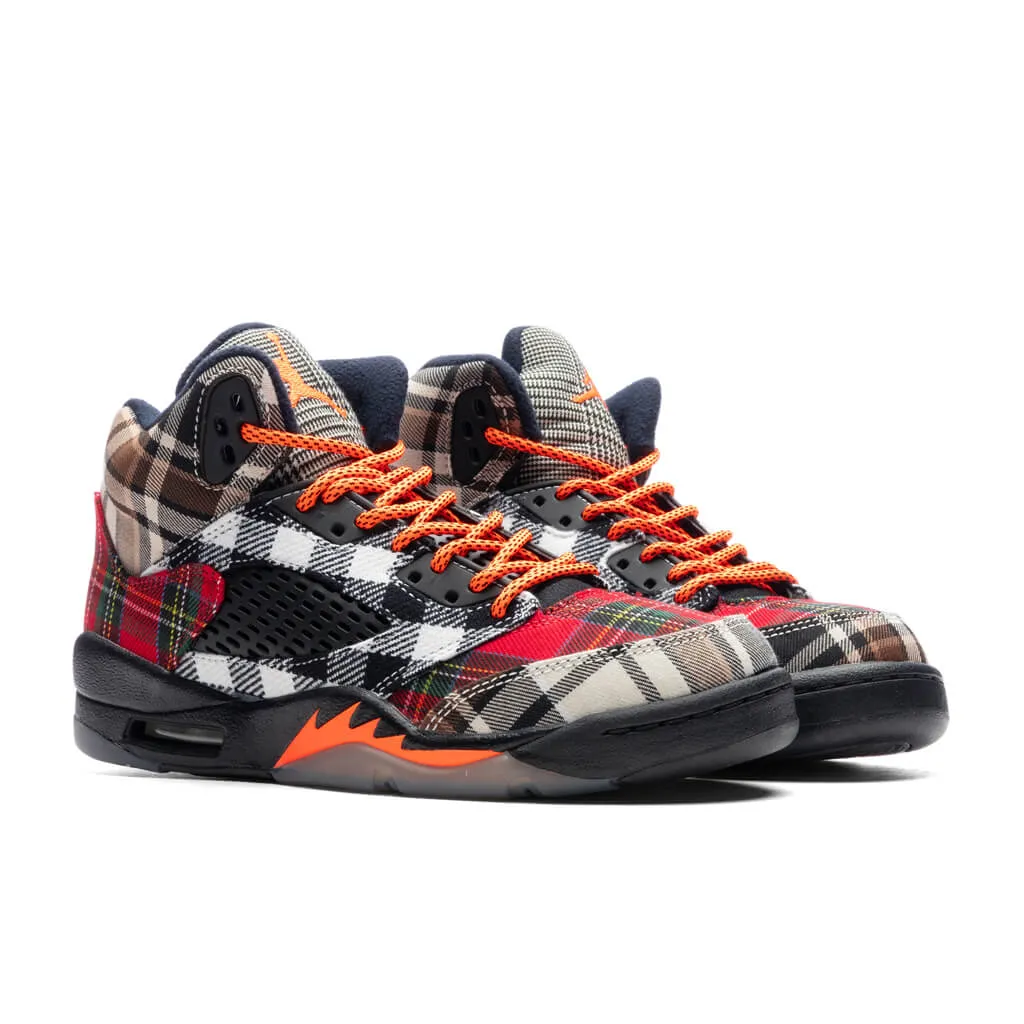 Air Jordan 5 Retro (GS) 'Plaid' - Black/Total Orange/Dark Obsidian