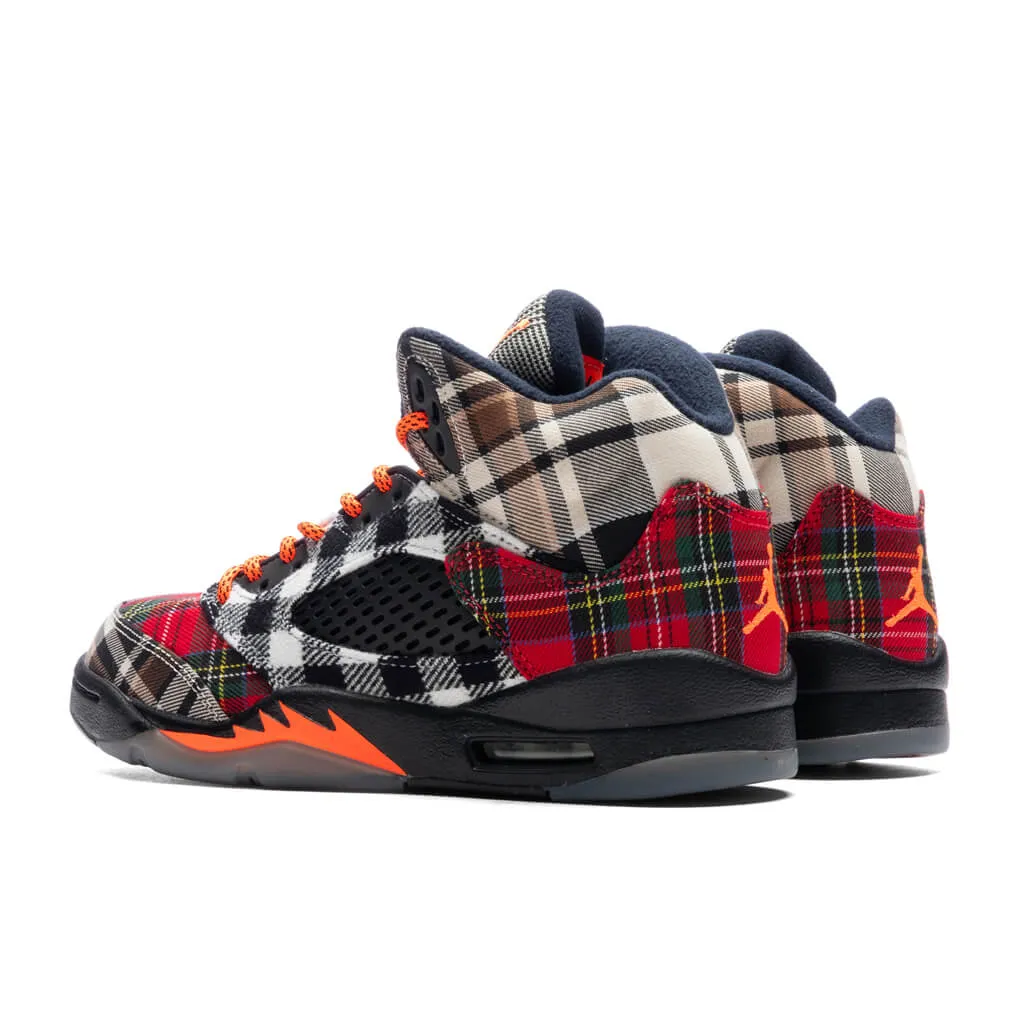 Air Jordan 5 Retro (GS) 'Plaid' - Black/Total Orange/Dark Obsidian