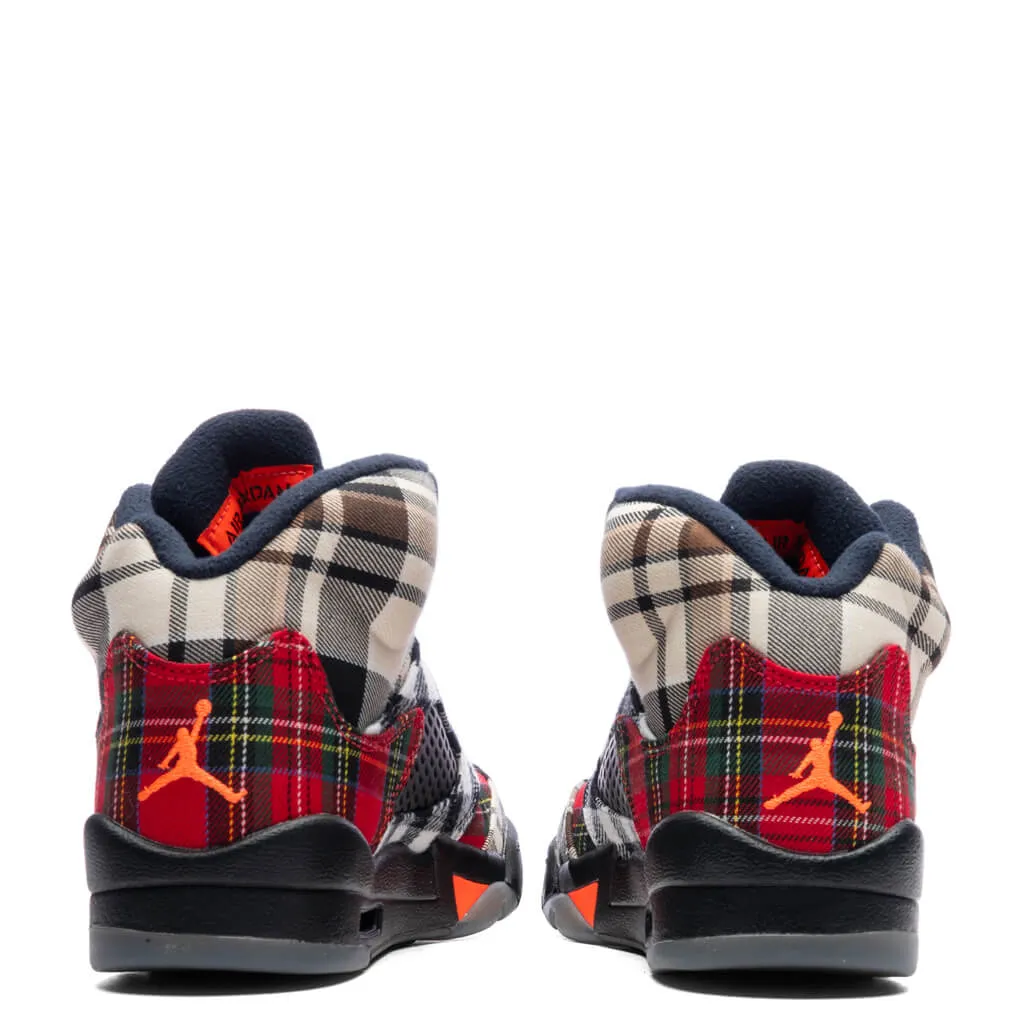 Air Jordan 5 Retro (GS) 'Plaid' - Black/Total Orange/Dark Obsidian