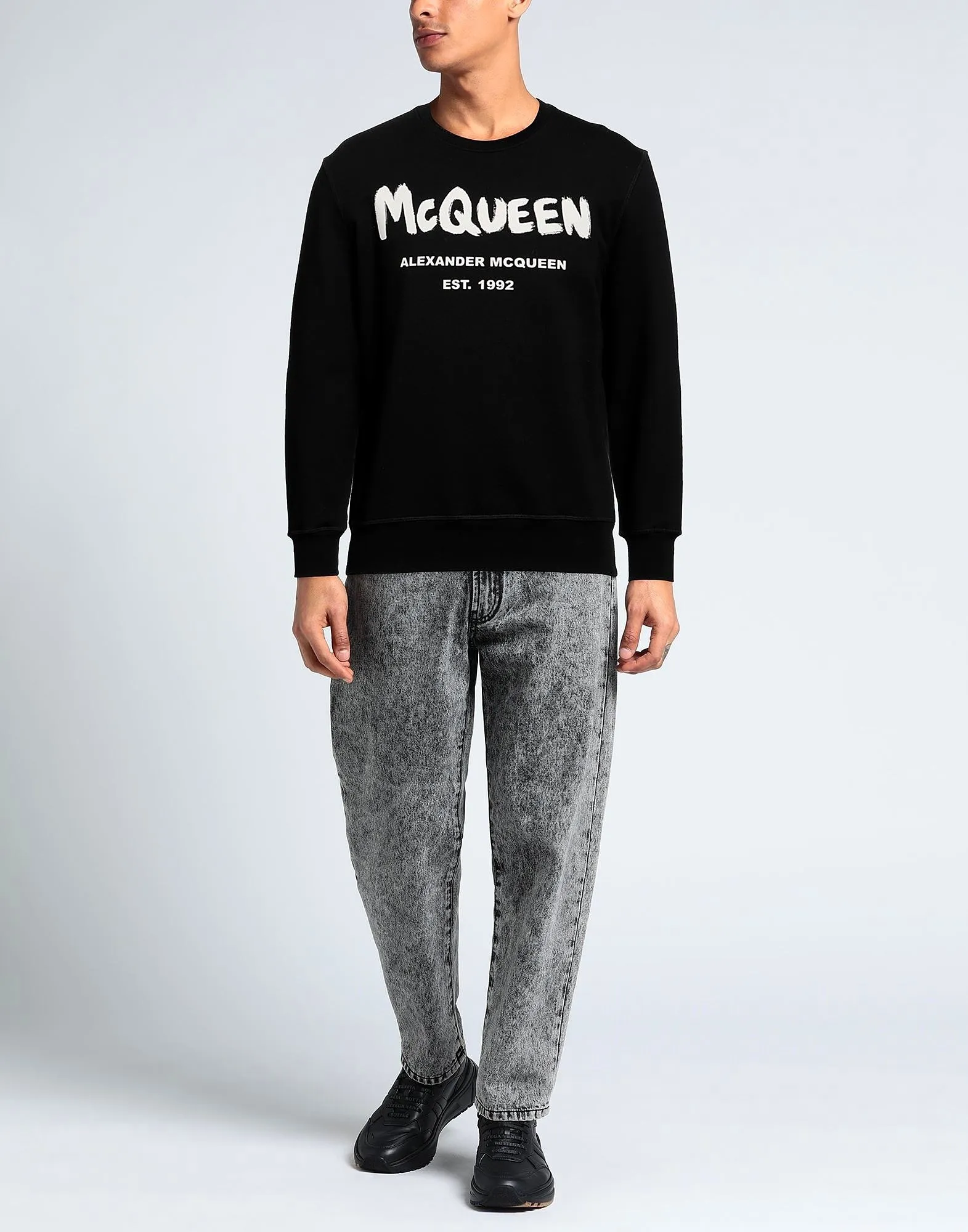 alexander mcqueen  |Logo Crew Neck Pullovers Long Sleeves Cotton Street Style