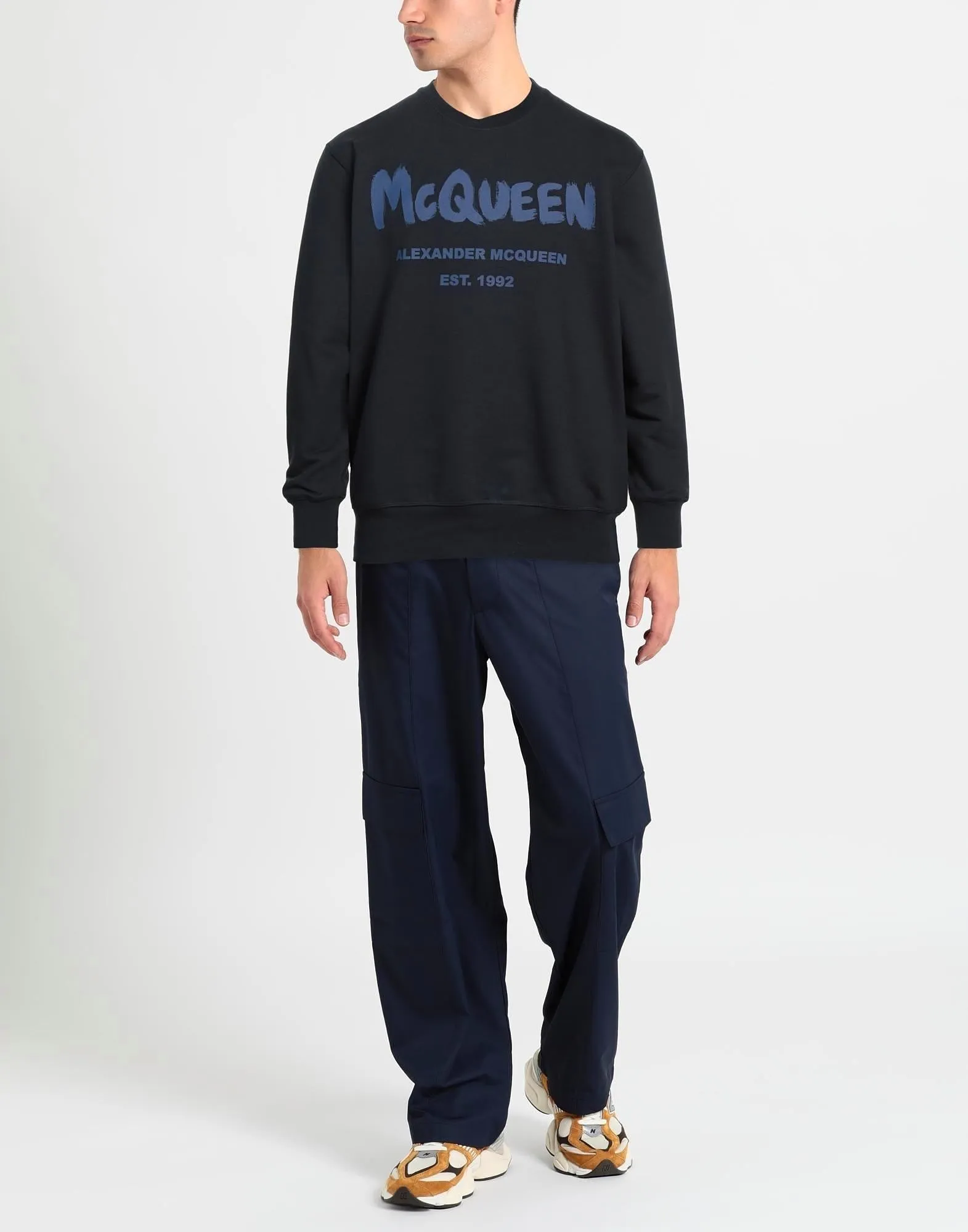 alexander mcqueen  |Logo Crew Neck Pullovers Long Sleeves Cotton Street Style