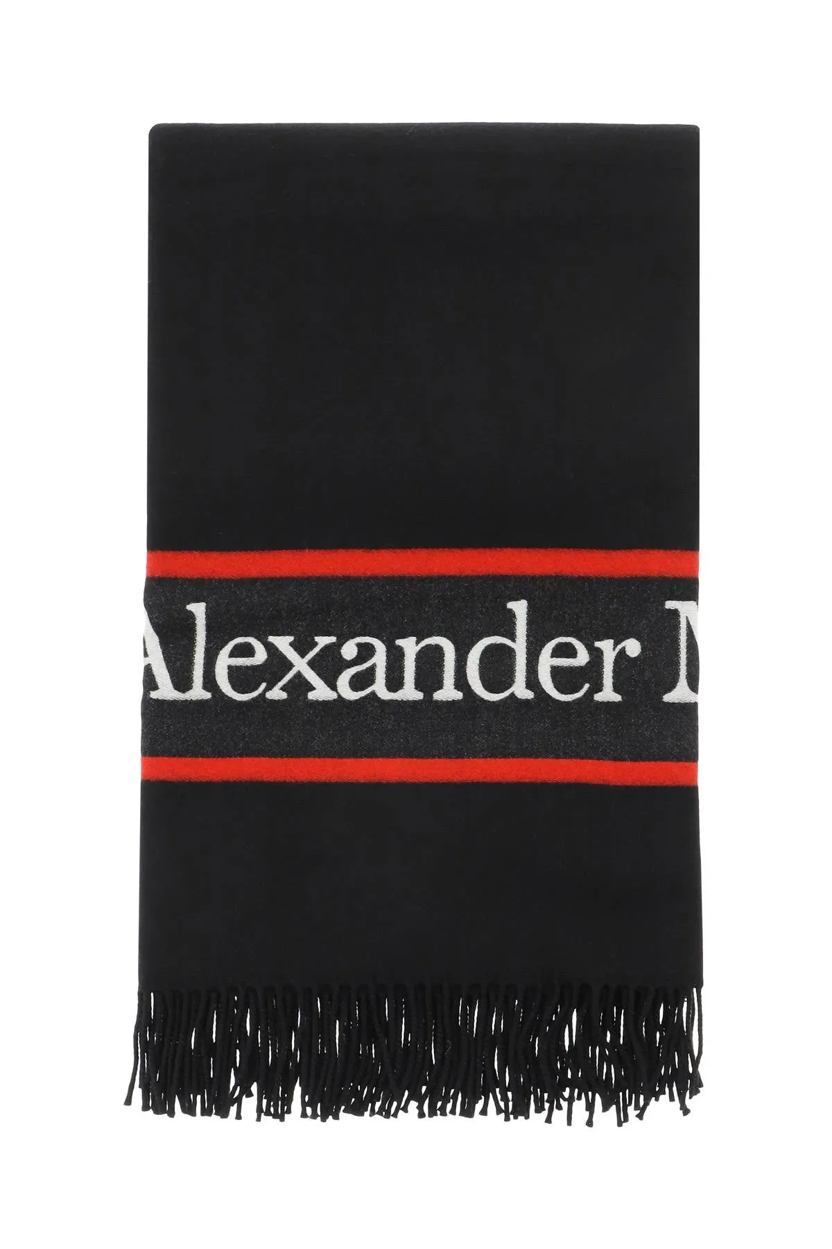 Alexander McQueen Logo Detailed Fringed Scarf