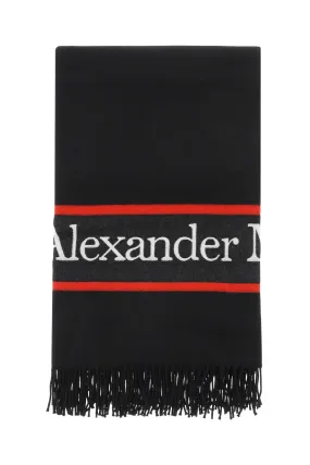 Alexander McQueen Logo Detailed Fringed Scarf