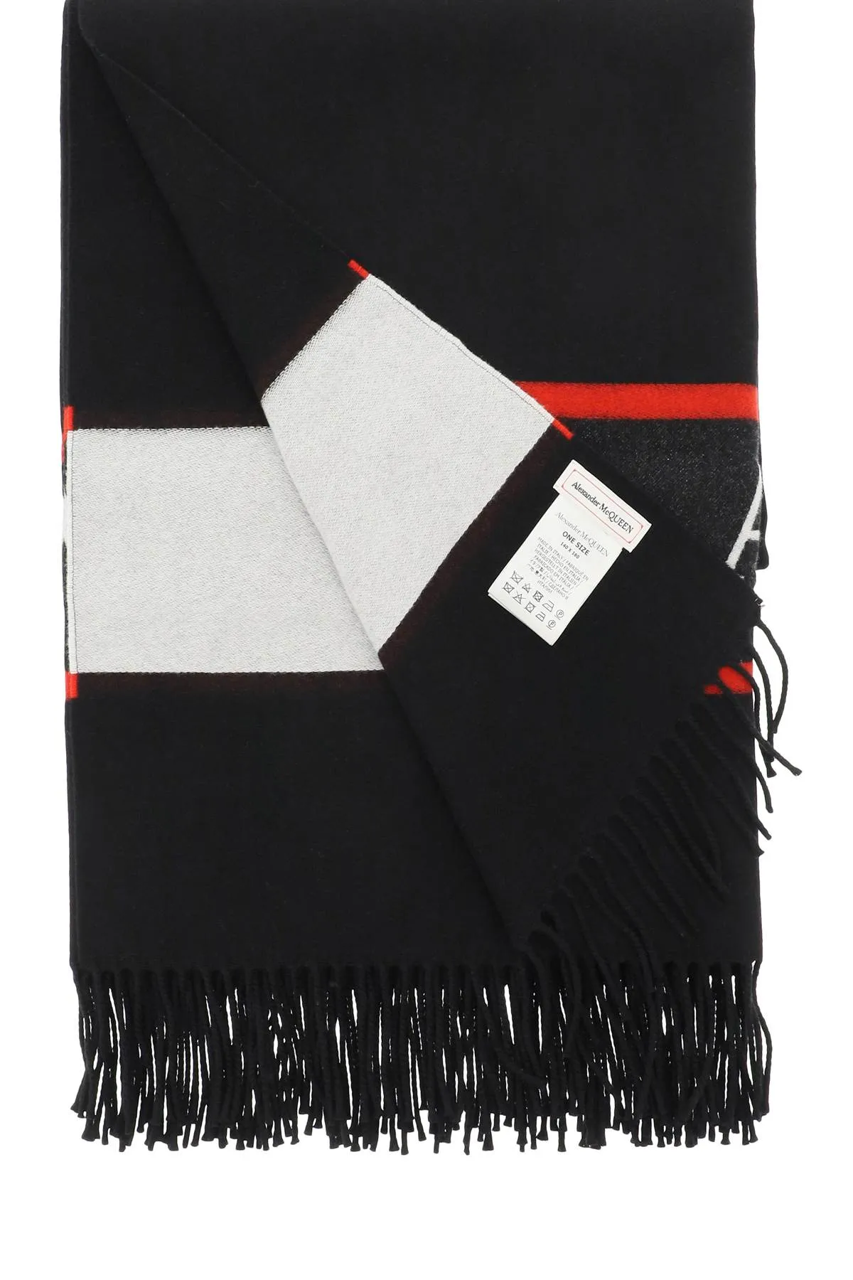 Alexander McQueen Logo Detailed Fringed Scarf