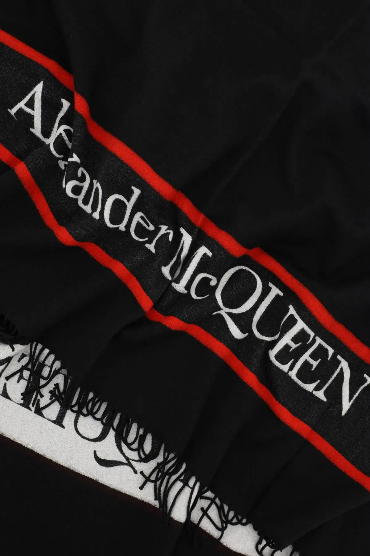 Alexander McQueen Logo Detailed Fringed Scarf