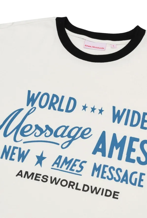 AMES-WORLDWIDE  |Unisex U-Neck Long Sleeves Cotton Long Sleeve T-shirt Logo