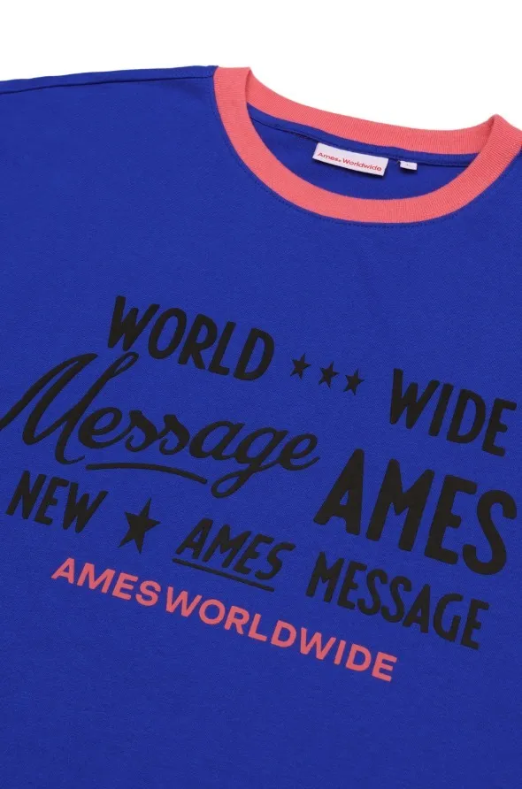 AMES-WORLDWIDE  |Unisex U-Neck Long Sleeves Cotton Long Sleeve T-shirt Logo