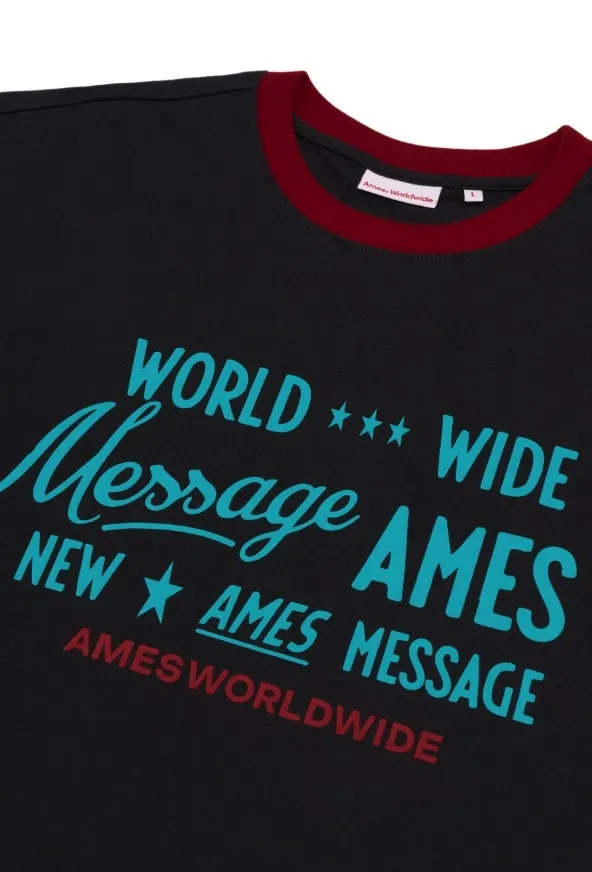 AMES-WORLDWIDE  |Unisex U-Neck Long Sleeves Cotton Long Sleeve T-shirt Logo