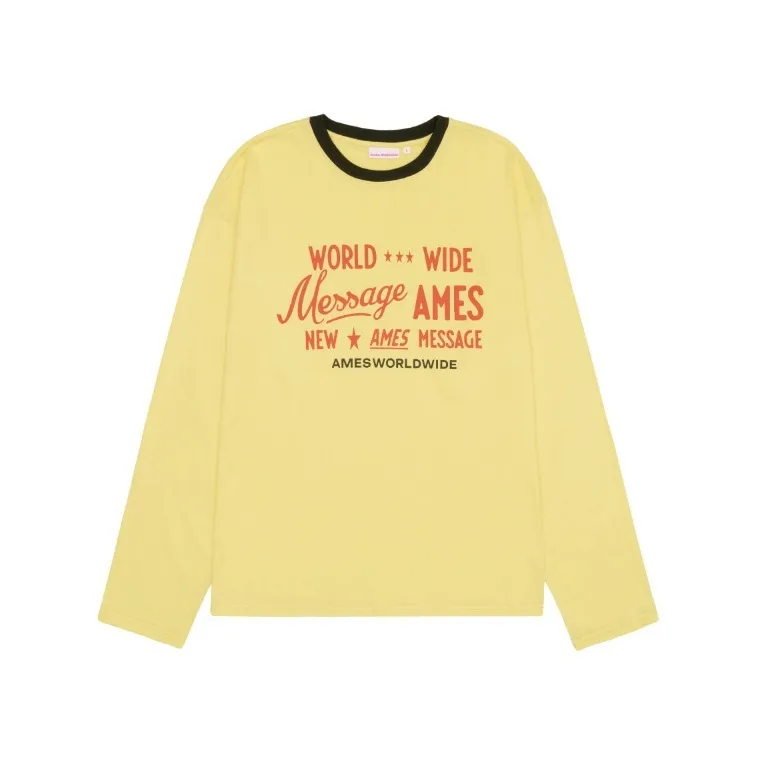 AMES-WORLDWIDE  |Unisex U-Neck Long Sleeves Cotton Long Sleeve T-shirt Logo