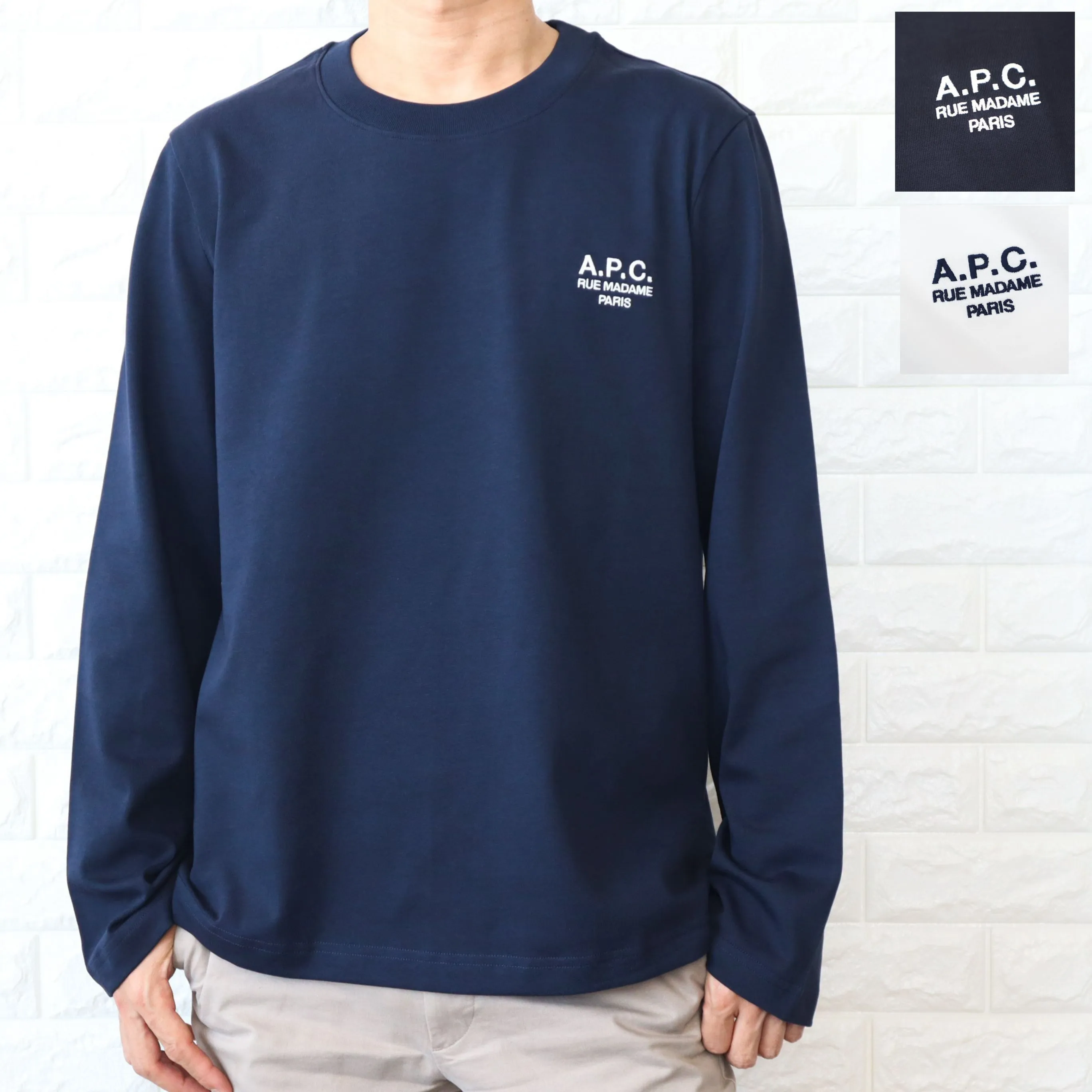 A.P.C.  |Crew Neck Long Sleeves Plain Cotton Long Sleeve T-shirt Logo