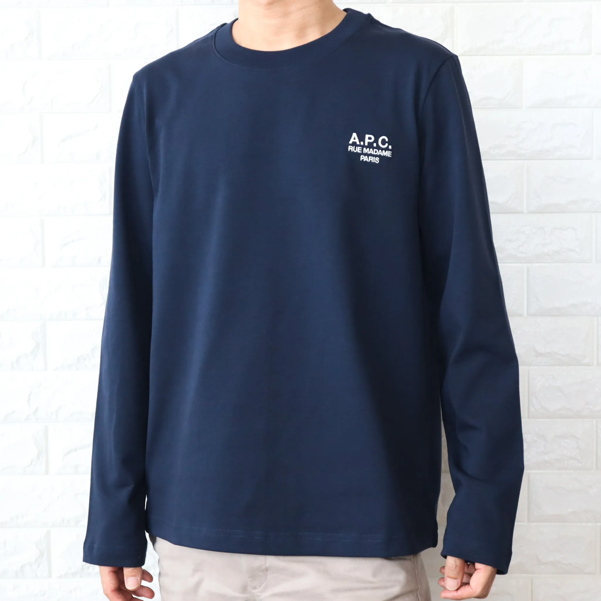 A.P.C.  |Crew Neck Long Sleeves Plain Cotton Long Sleeve T-shirt Logo