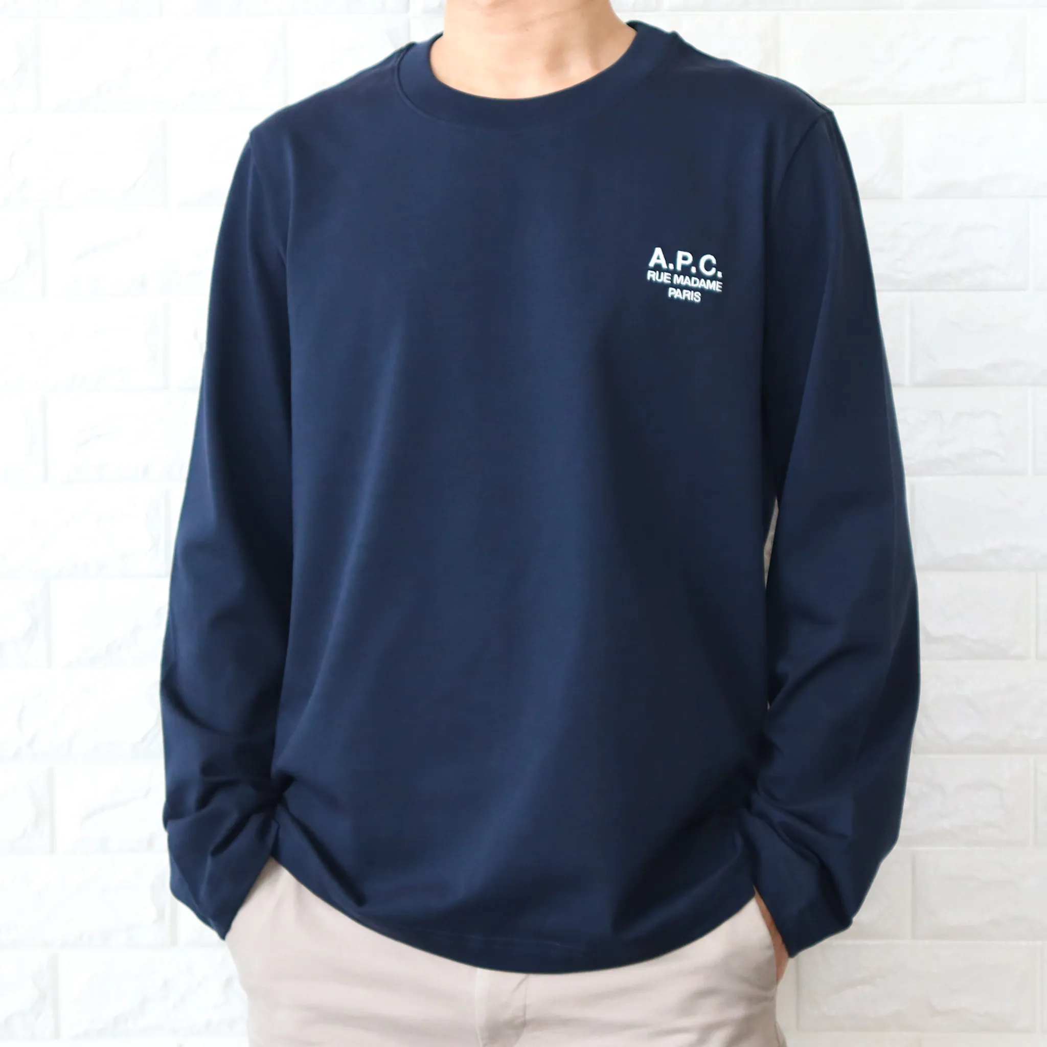 A.P.C.  |Crew Neck Long Sleeves Plain Cotton Long Sleeve T-shirt Logo