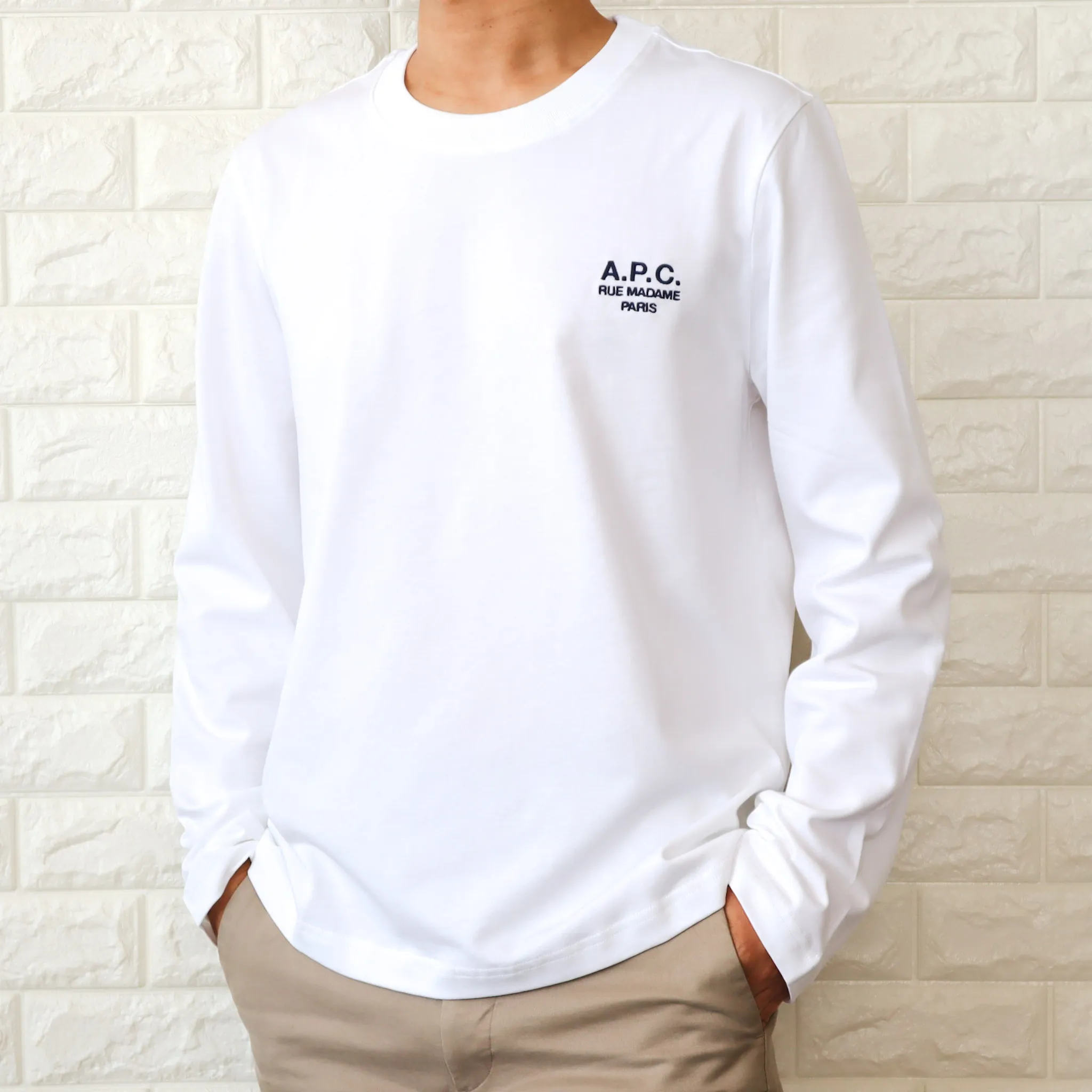 A.P.C.  |Crew Neck Long Sleeves Plain Cotton Long Sleeve T-shirt Logo