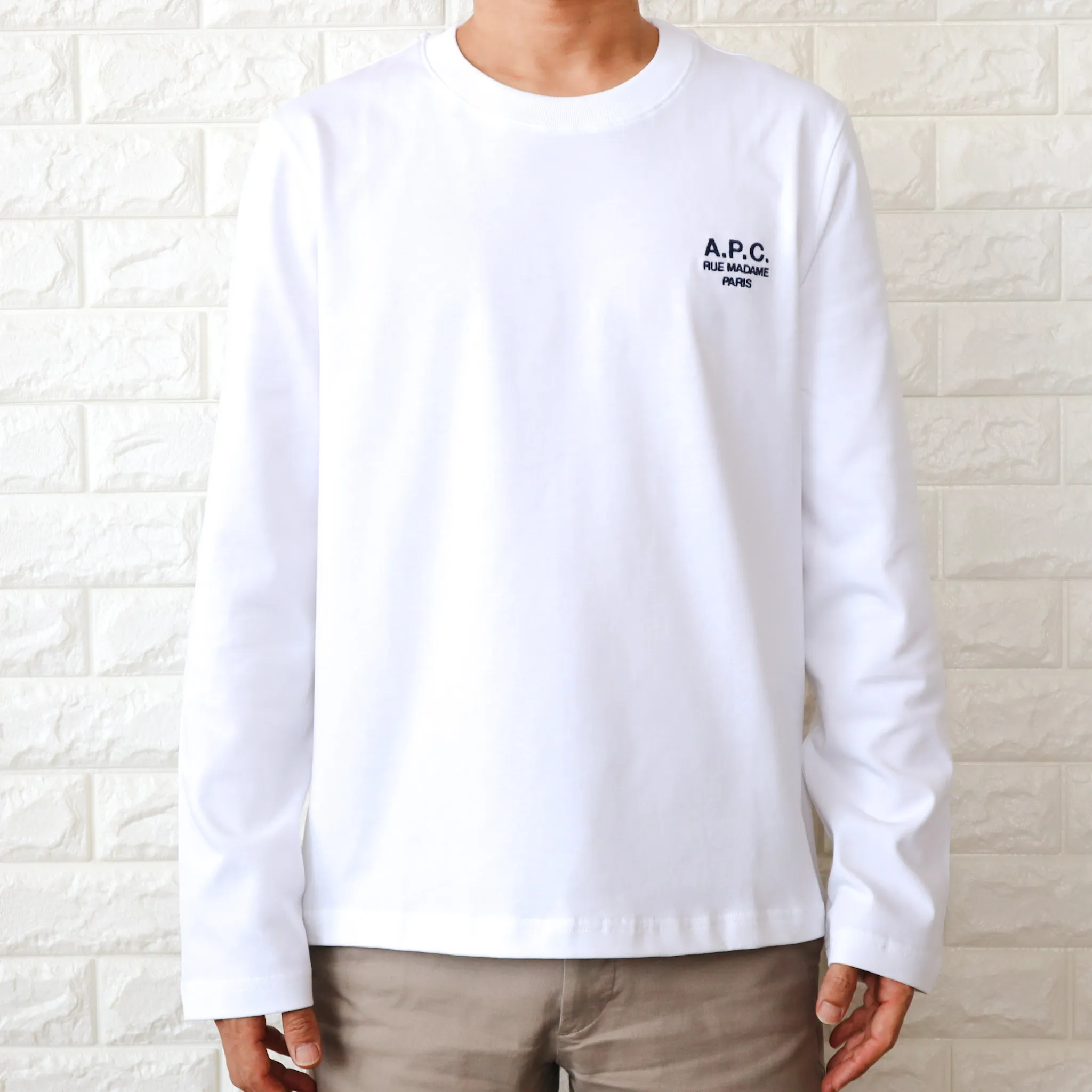 A.P.C.  |Crew Neck Long Sleeves Plain Cotton Long Sleeve T-shirt Logo