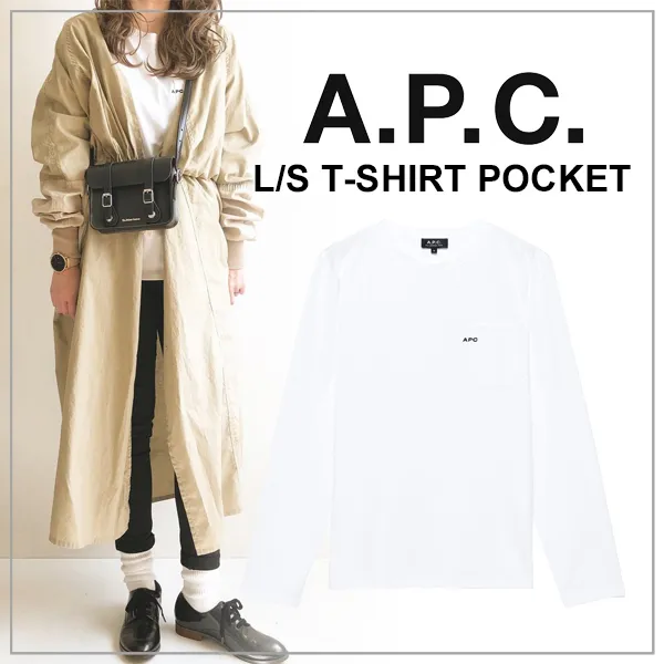 A.P.C.  |Crew Neck Long Sleeves Plain Long Sleeve T-shirt Logo