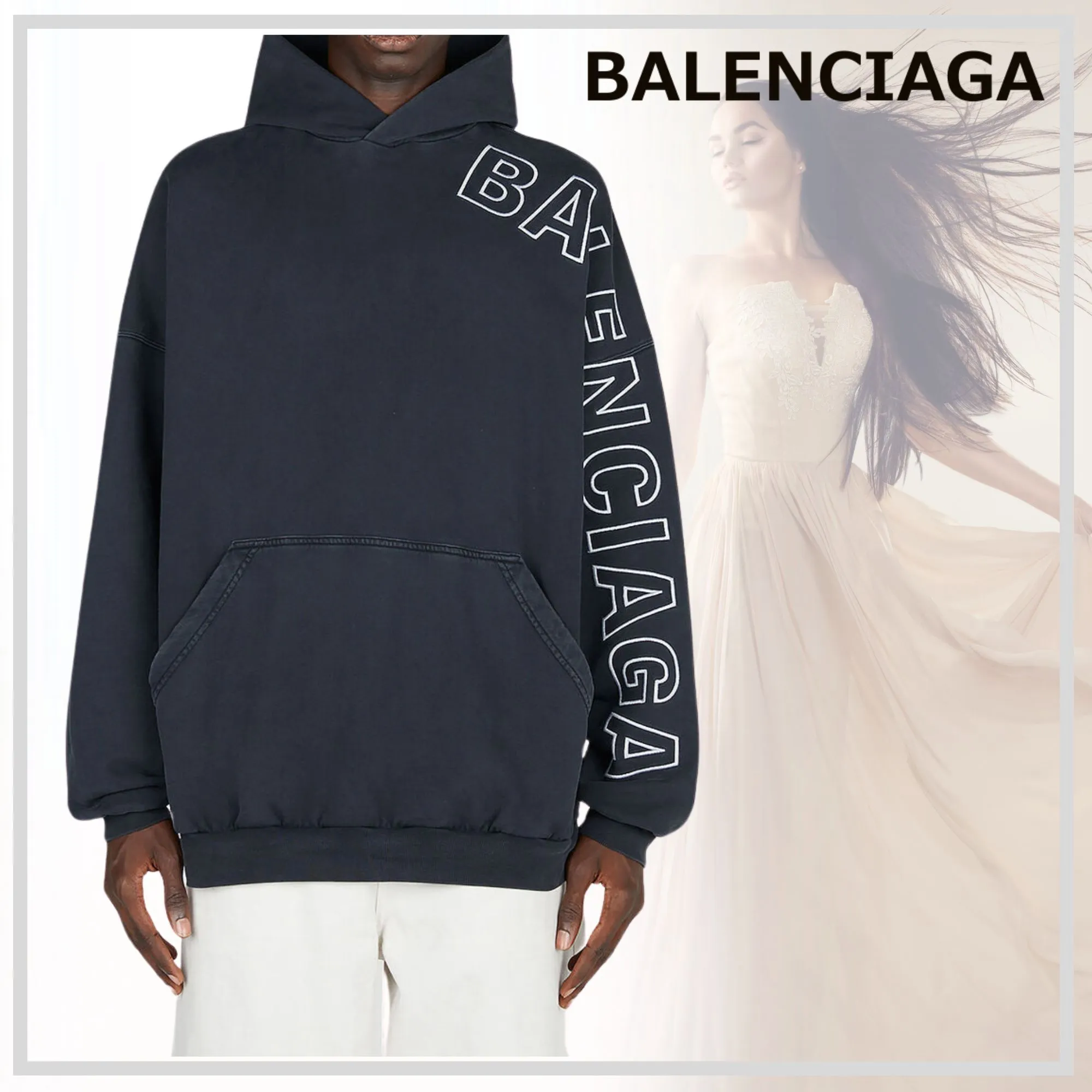 BALENCIAGA  |Unisex Sweat Street Style Long Sleeves Plain Cotton