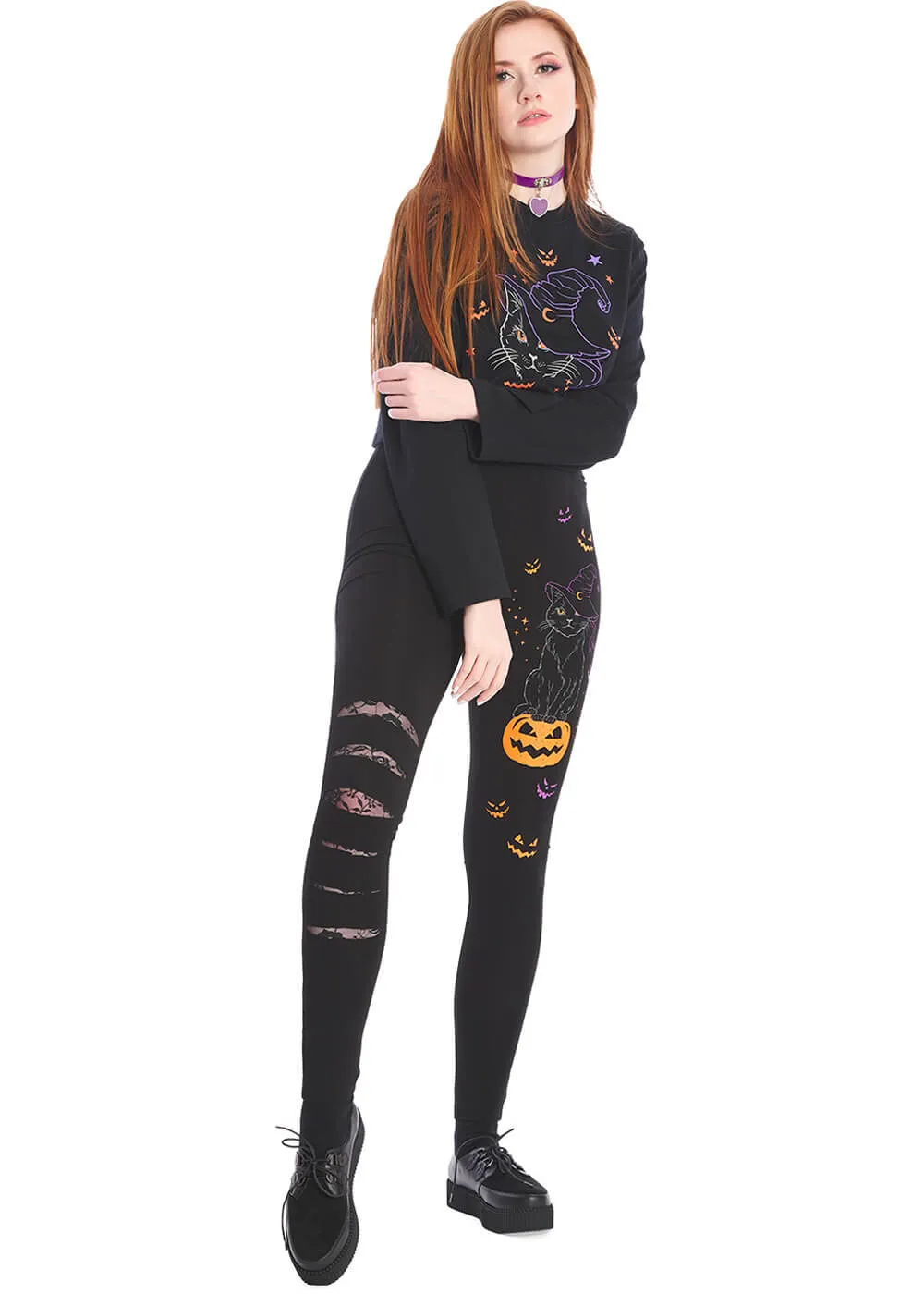 Banned Spell On Me Cat Leggings Black