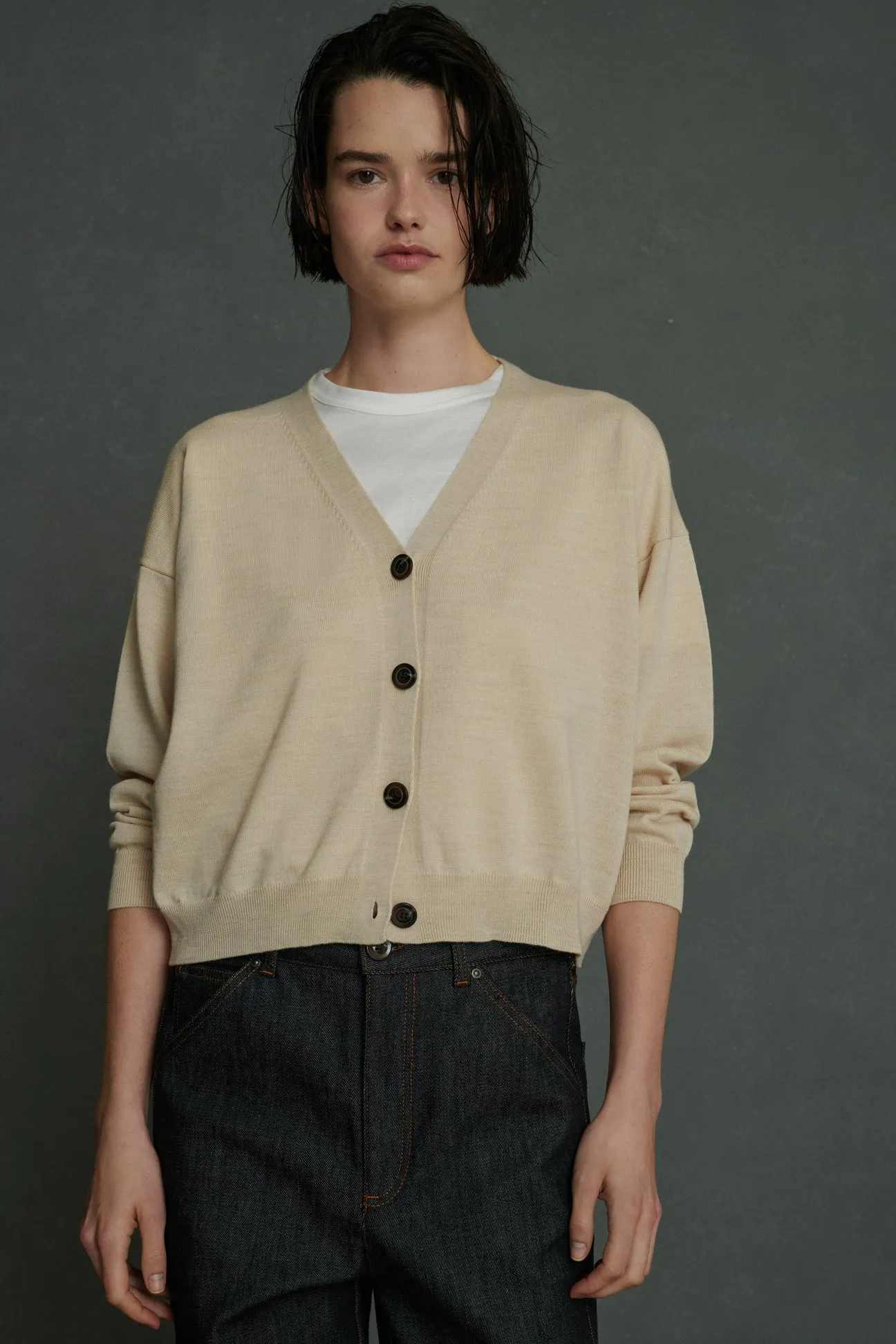 Beige Idem Merino Cardigan