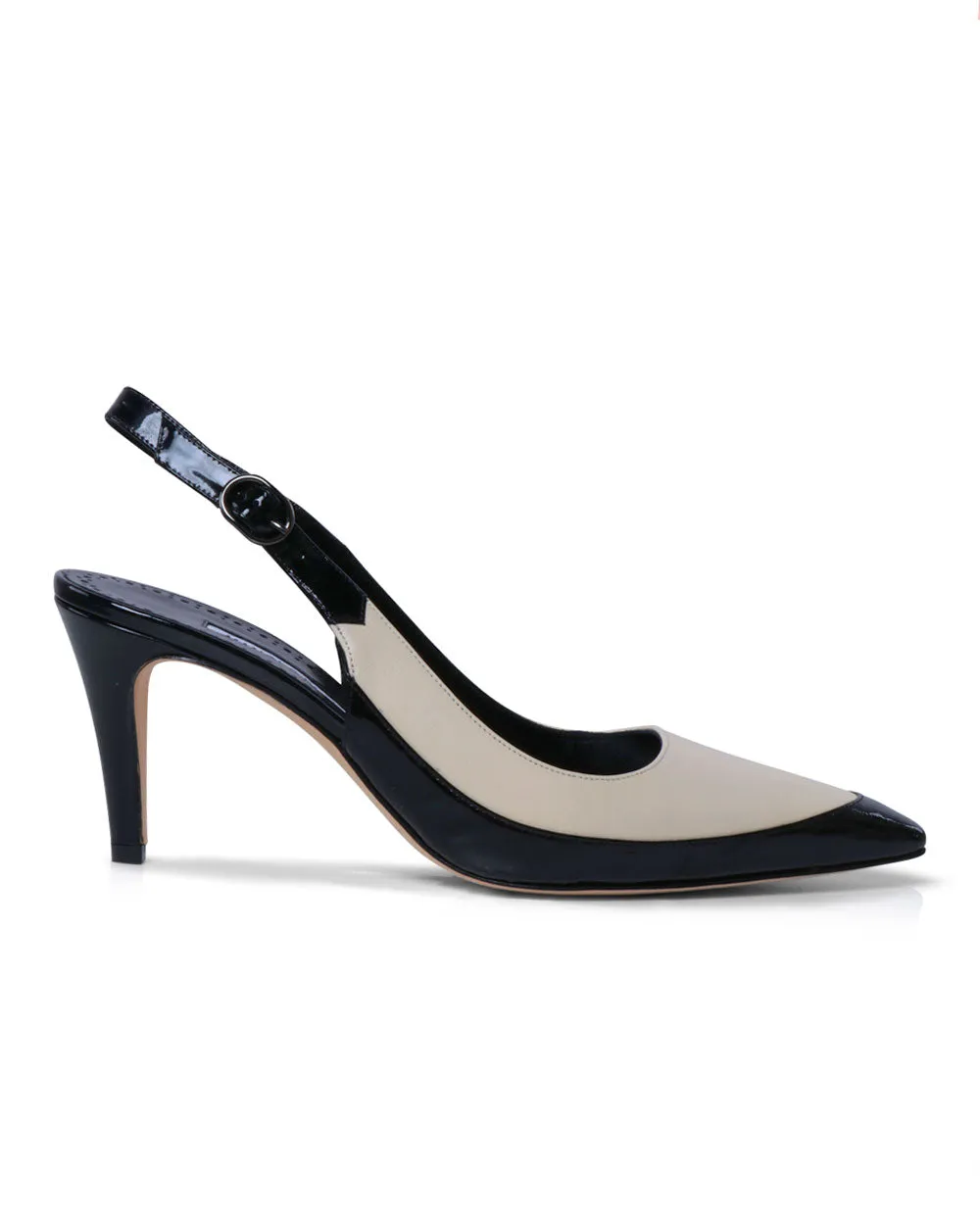 Bicolor Leather Slingback Pumps