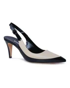 Bicolor Leather Slingback Pumps