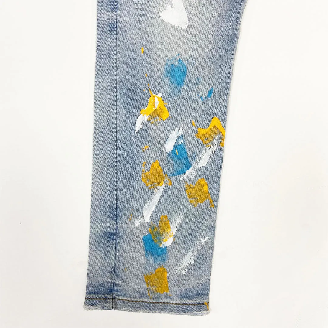 Bleecker&Mercer Distressed Ripped Paint Jeans Pants