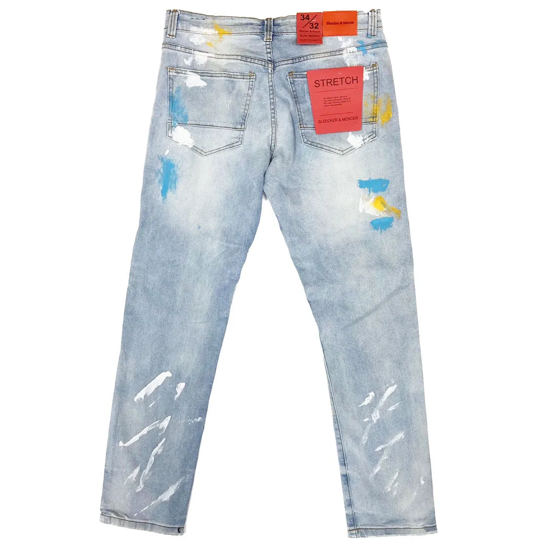 Bleecker&Mercer Distressed Ripped Paint Jeans Pants