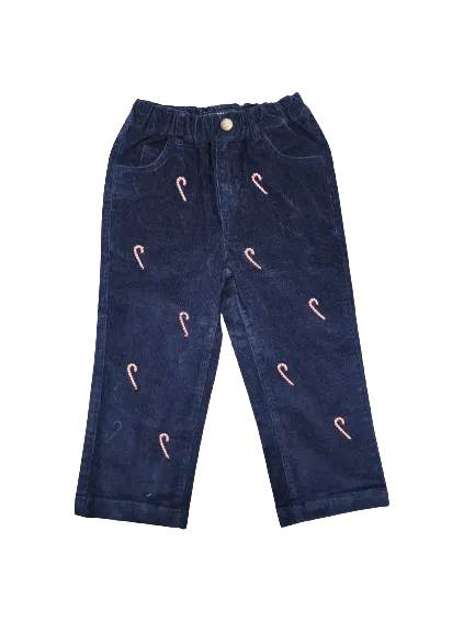 Candy Cane Corduroy Pants - Navy