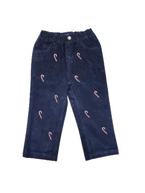 Candy Cane Corduroy Pants - Navy