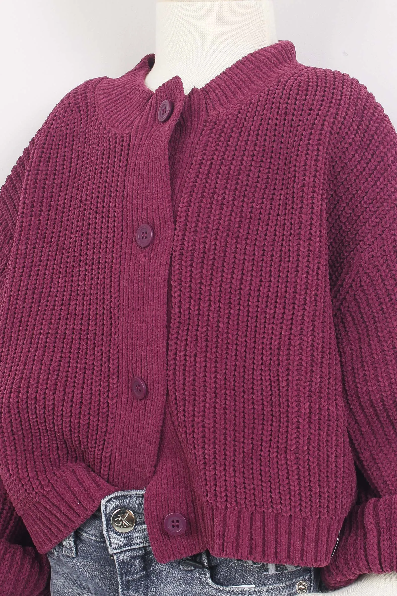 Cardigan Coste Bottoni Amaranth