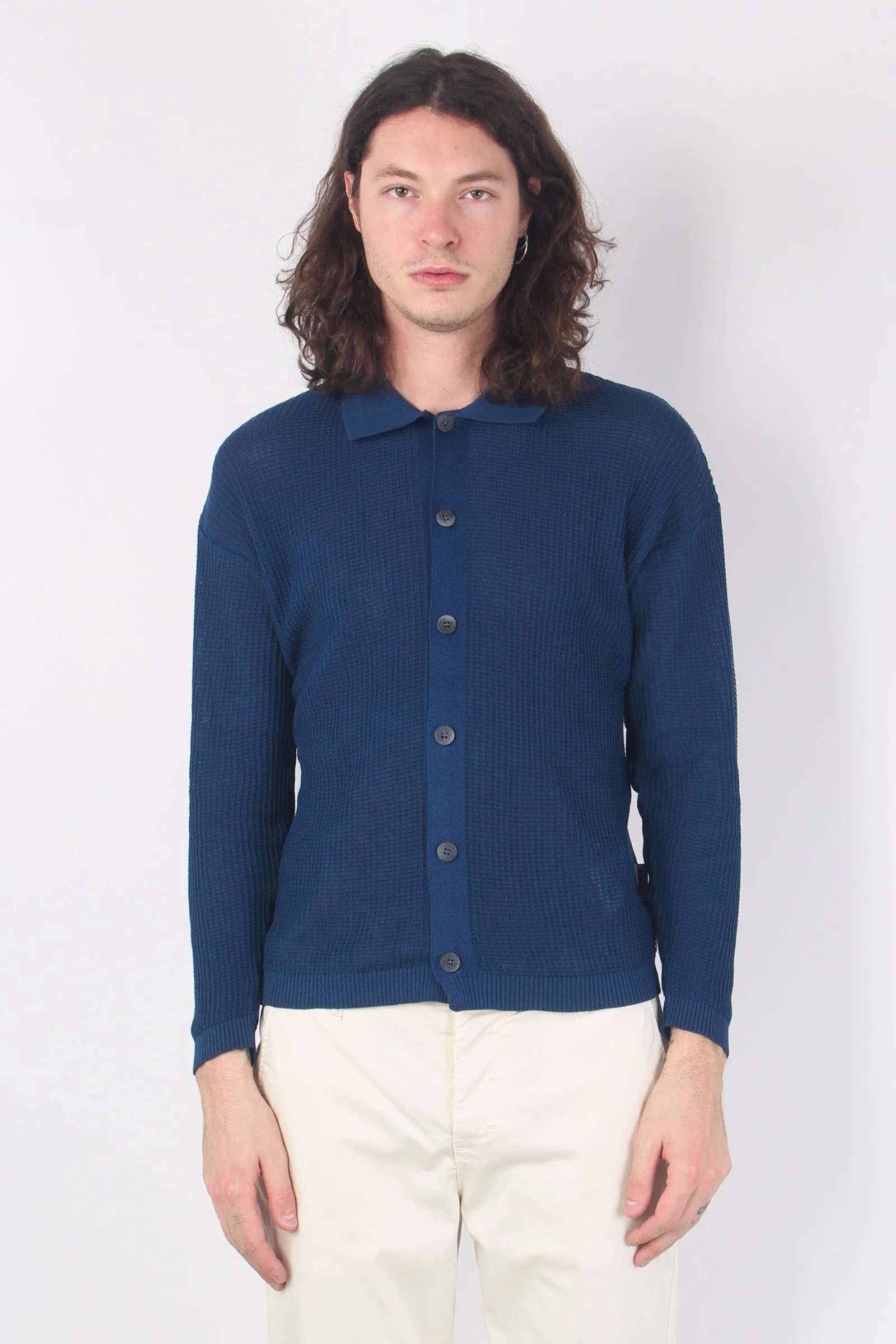 Cardigan Tramato Chiuso Blu