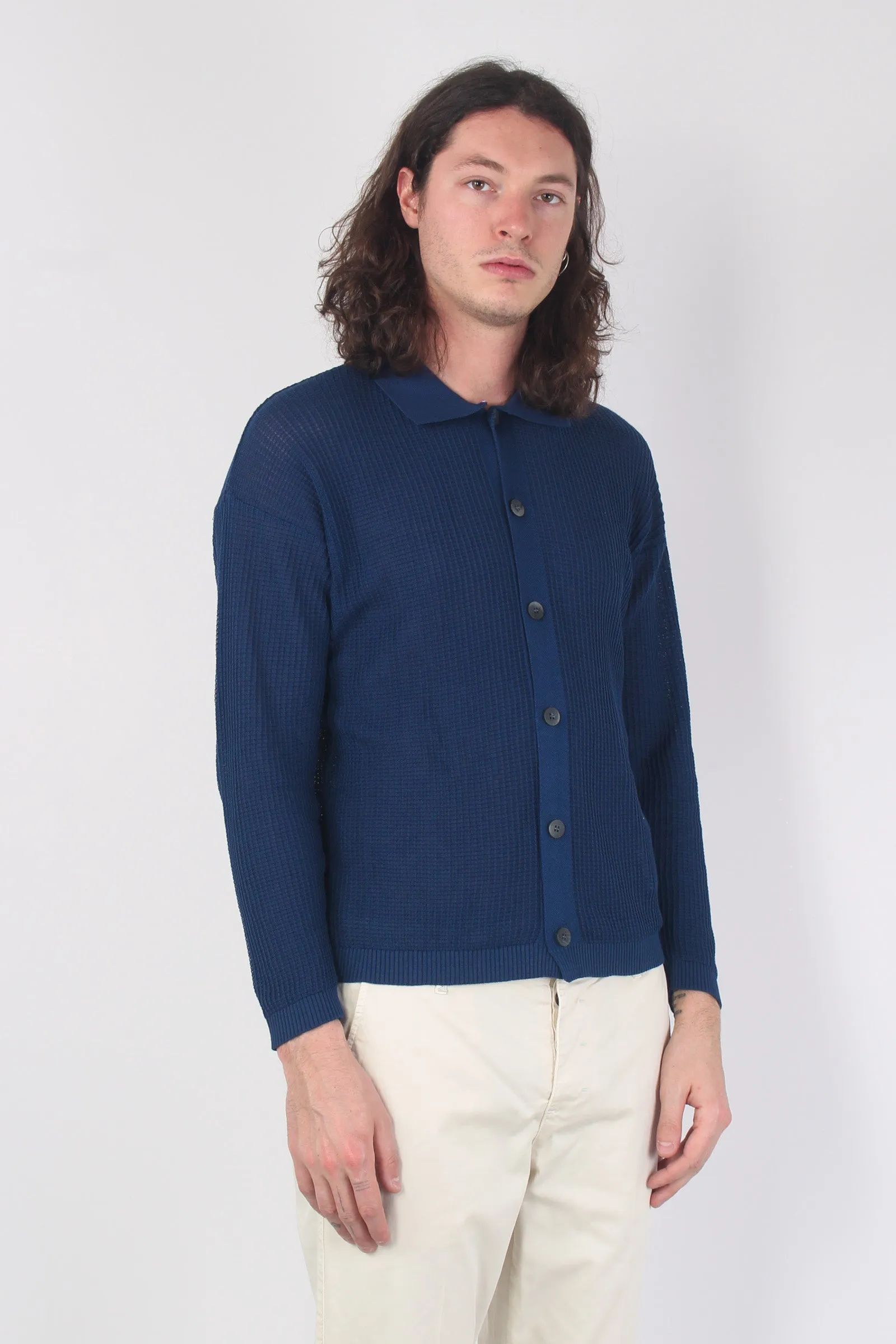 Cardigan Tramato Chiuso Blu