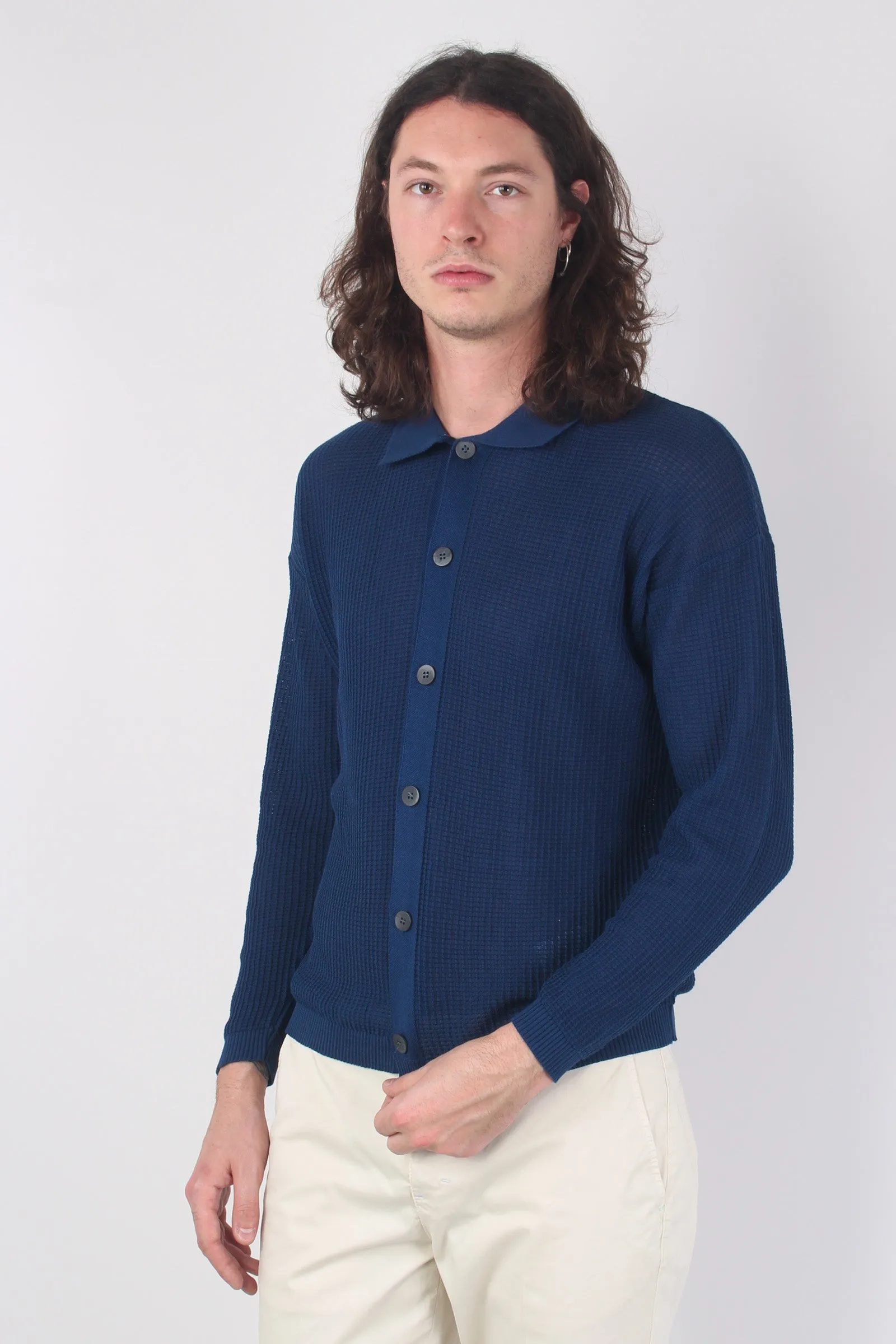 Cardigan Tramato Chiuso Blu