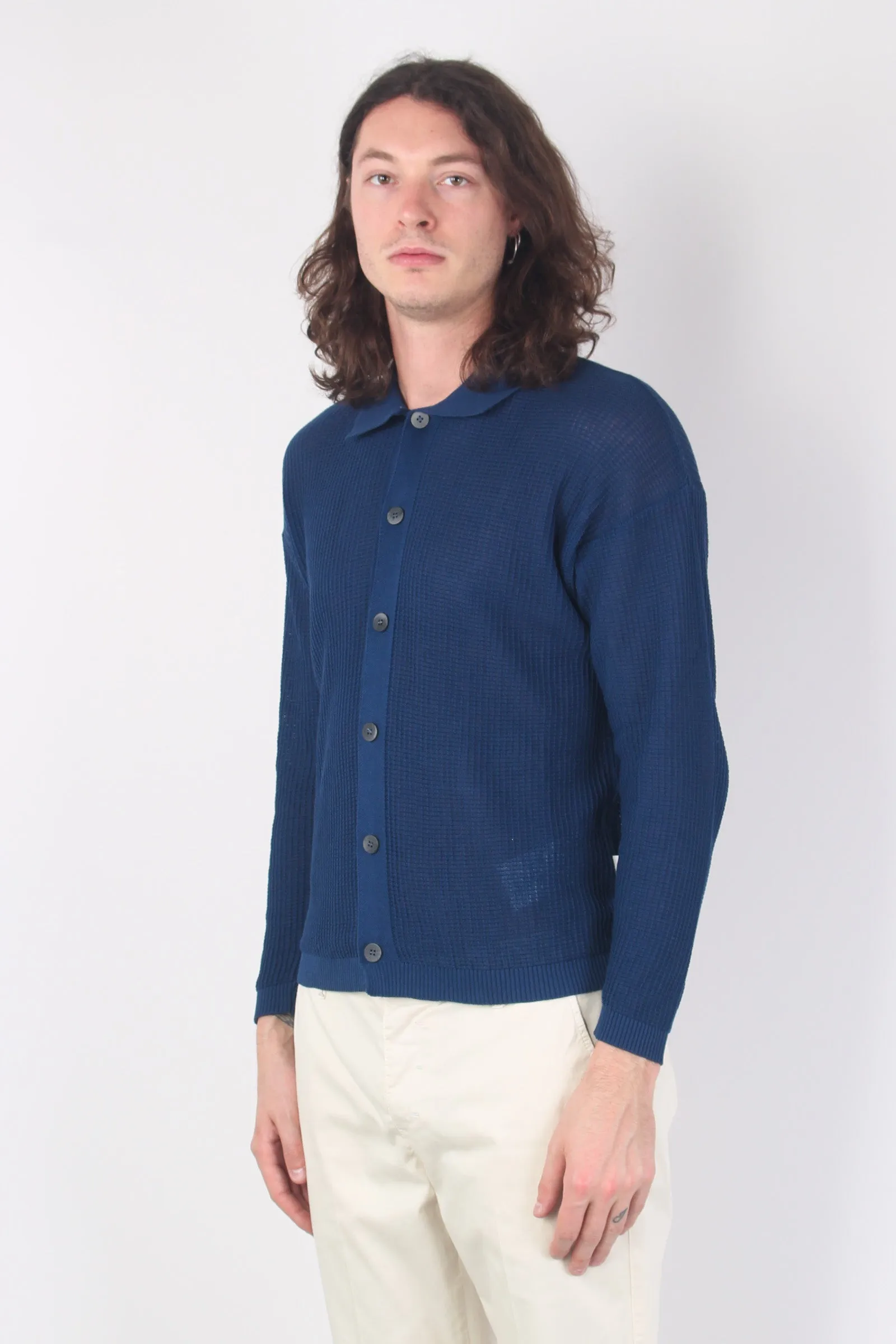 Cardigan Tramato Chiuso Blu