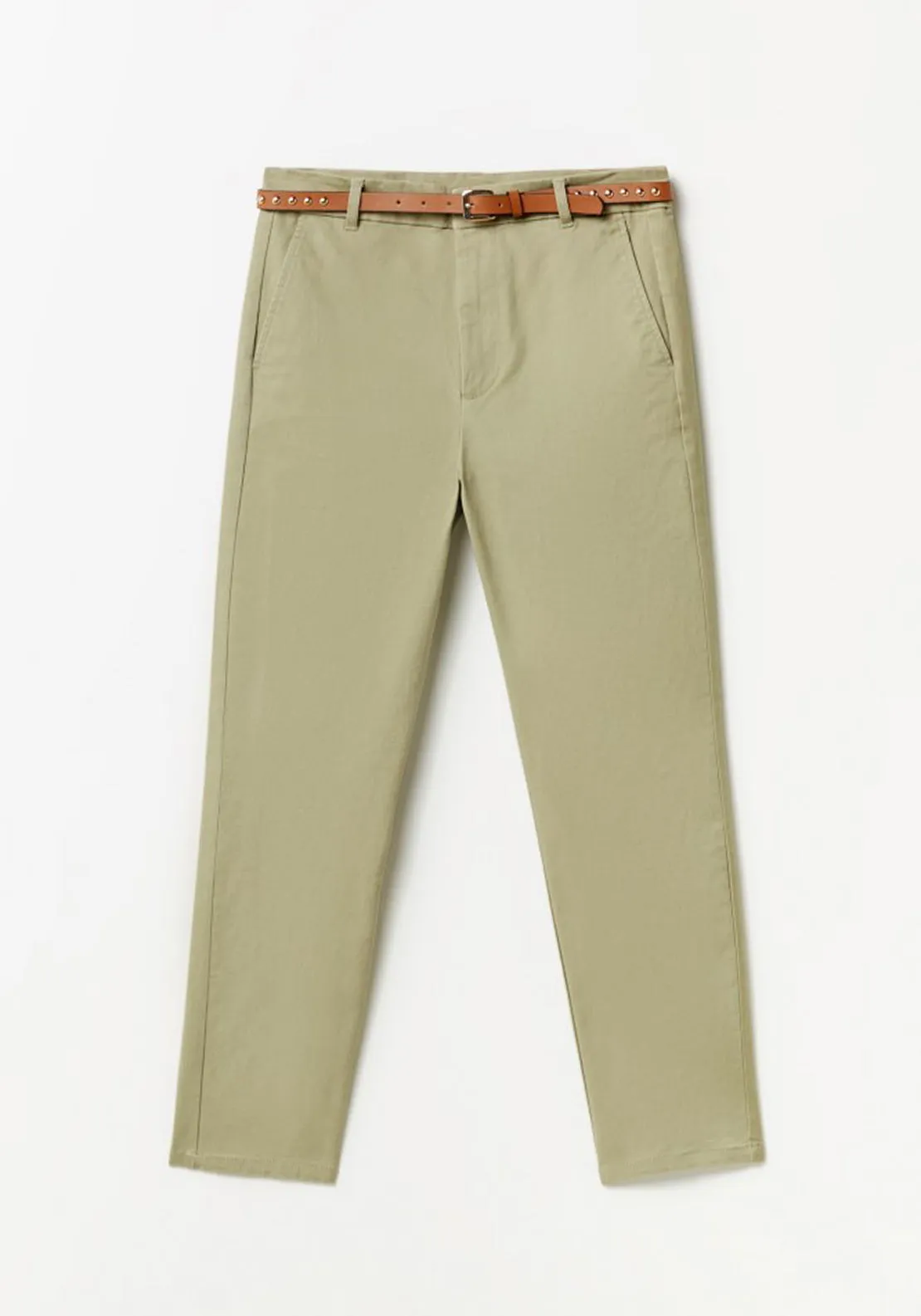 Chino Trousers With Belt - Khaki