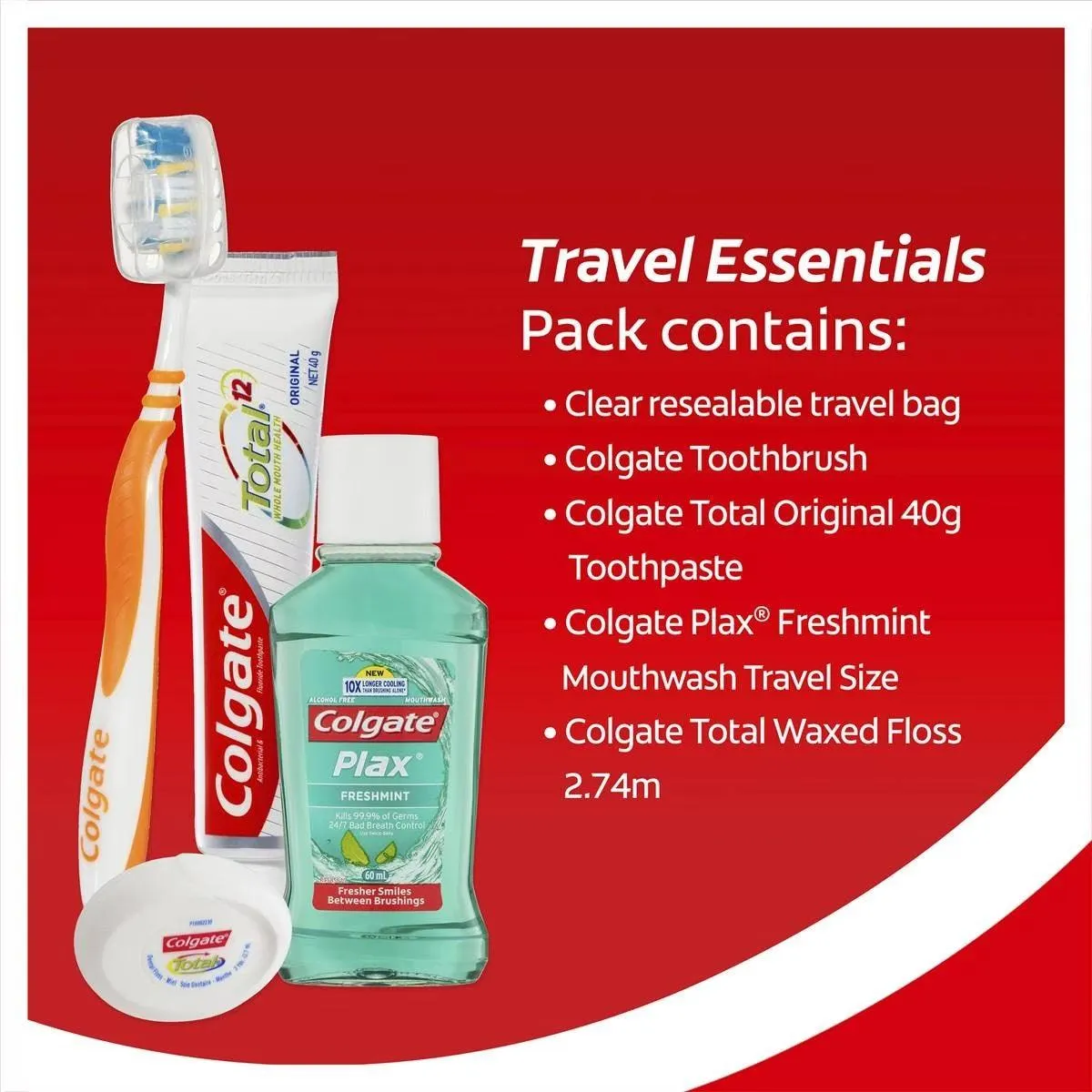 Colgate Travel Essentials Pack Toothbrush & Toothpaste Box of 6 Bulk Carton