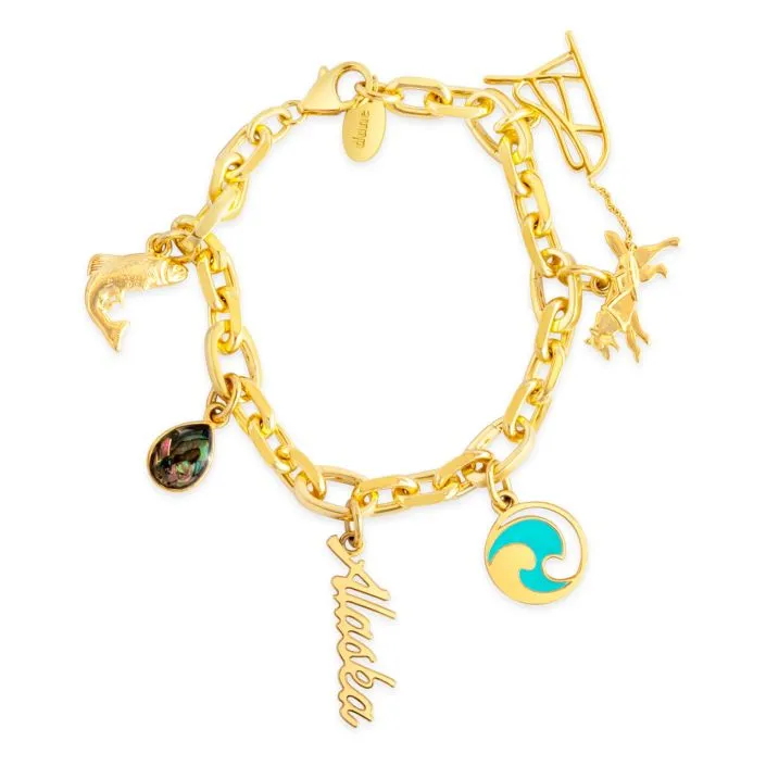 Collectible Travel Treasures? Charm Bracelet - 14k Gold Vermeil