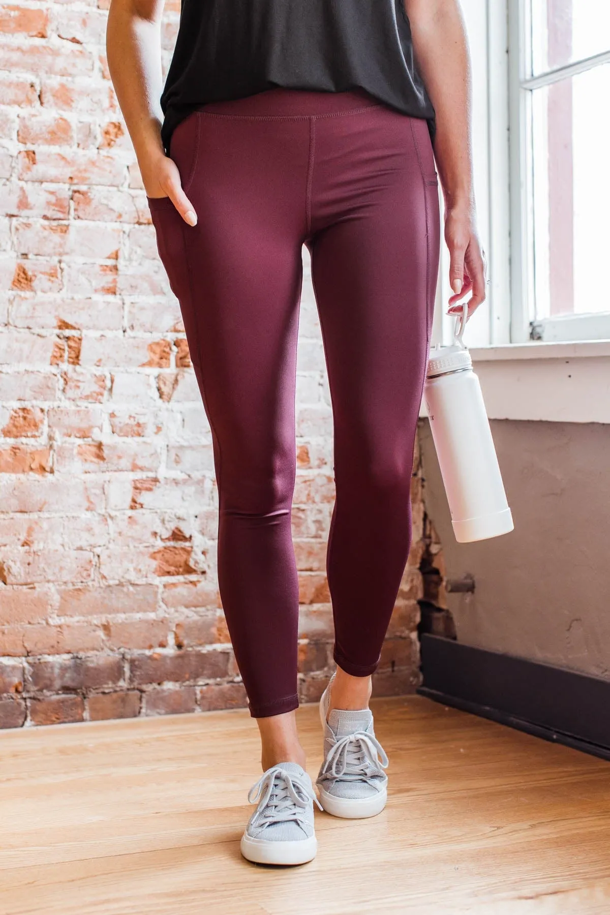 Create My Own Path Athleisure Leggings- Burgundy