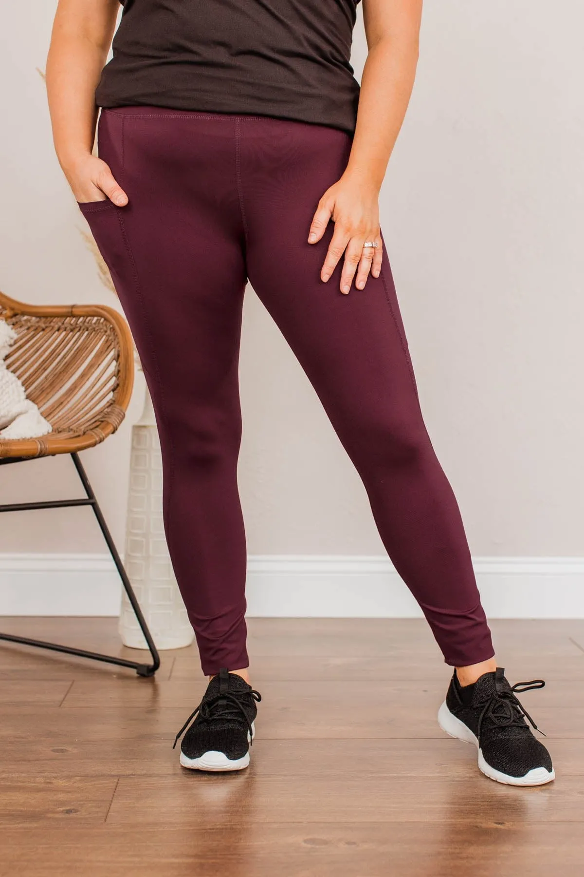 Create My Own Path Athleisure Leggings- Burgundy