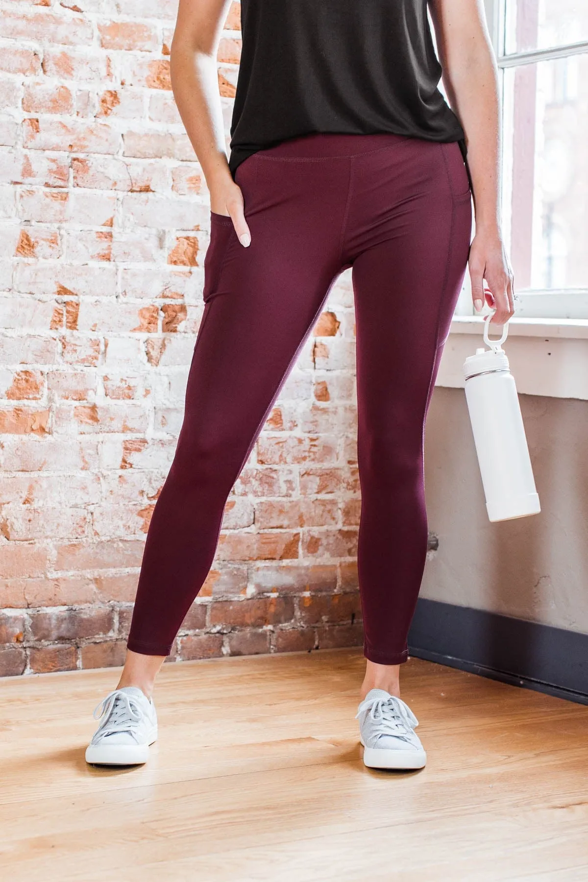 Create My Own Path Athleisure Leggings- Burgundy