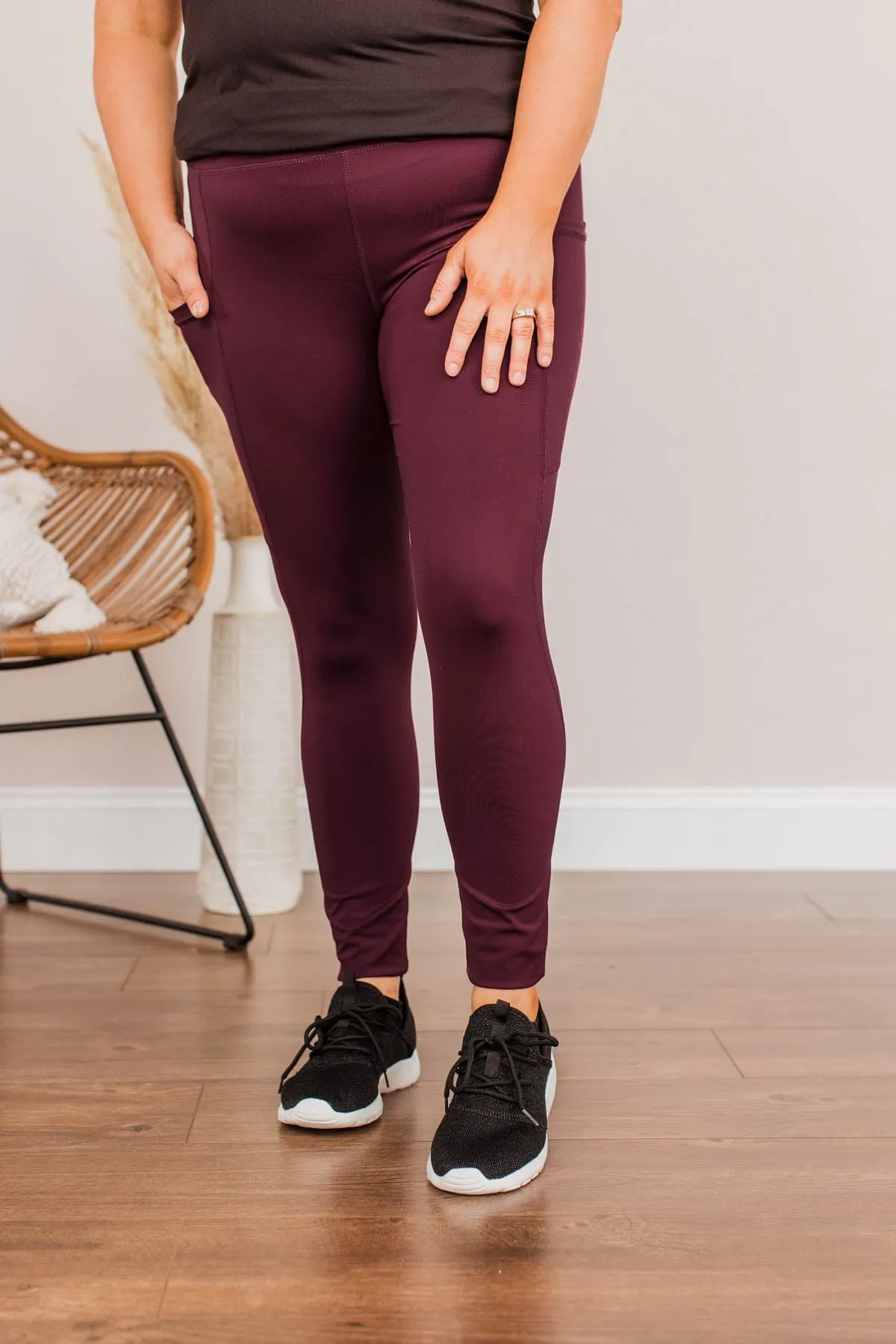 Create My Own Path Athleisure Leggings- Burgundy